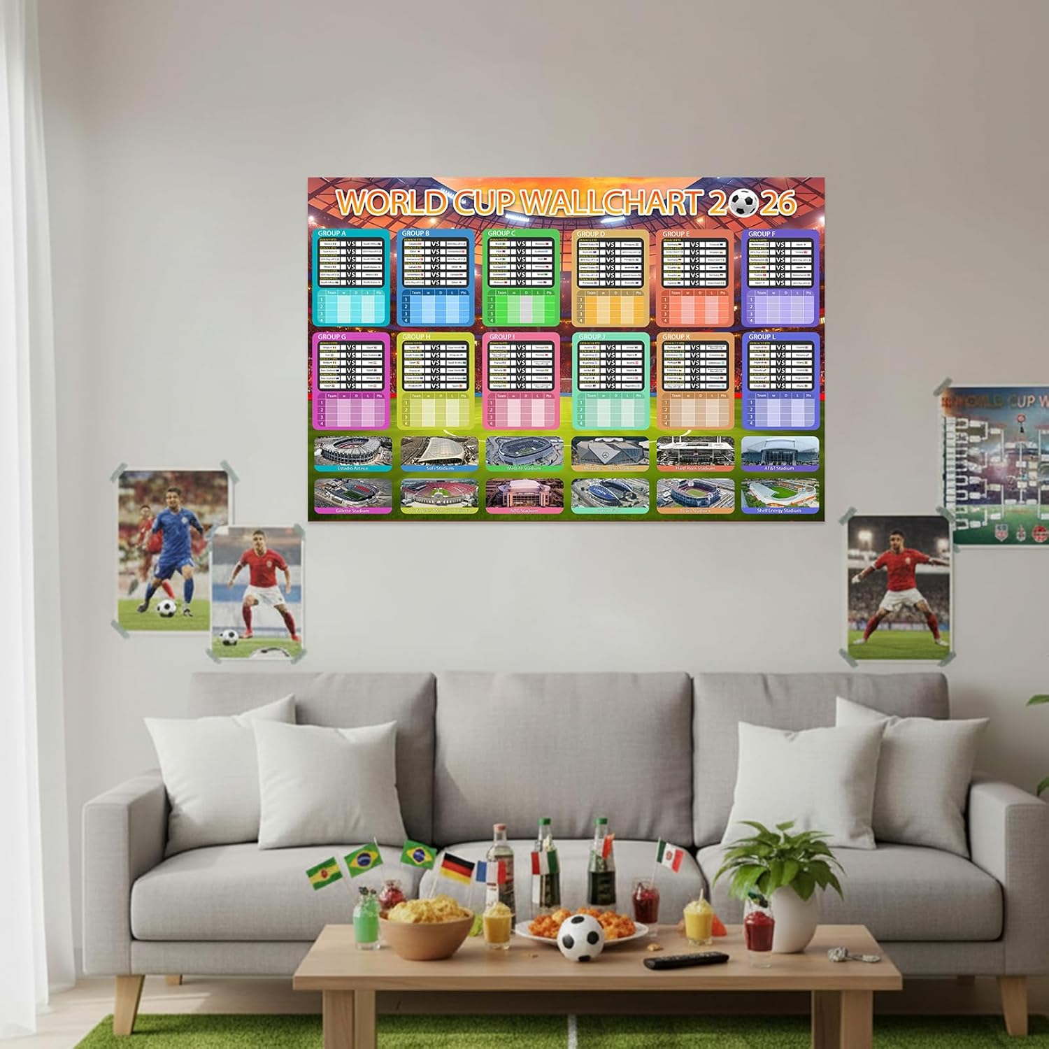 2026 Schedule Poster Set - 2 PCS Large 60x84cm Tournament Wall Chart with Ball 2026 Design, No Crease Matte Finish, Includes Marker & Accessories for Fixture Tracking - Soccer Fans Gift & Decor (2) - Image 4