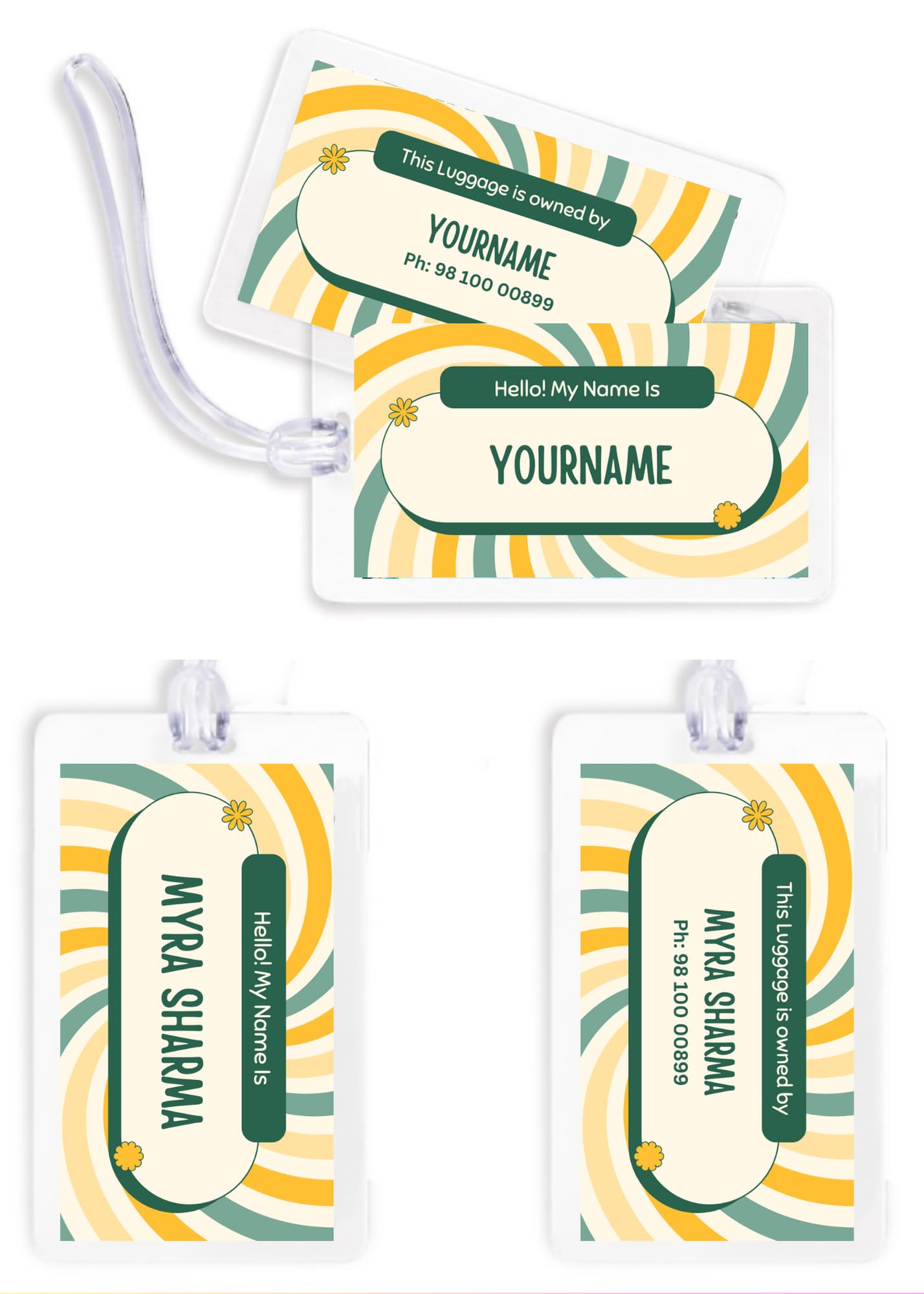 Yellow Nuts Personalized Travel Luggage Tags Pack of 3 School Bag Name Labels Suitcase Air Travel Travel Id for Kids Girls Boys in-Fashion-image-34
