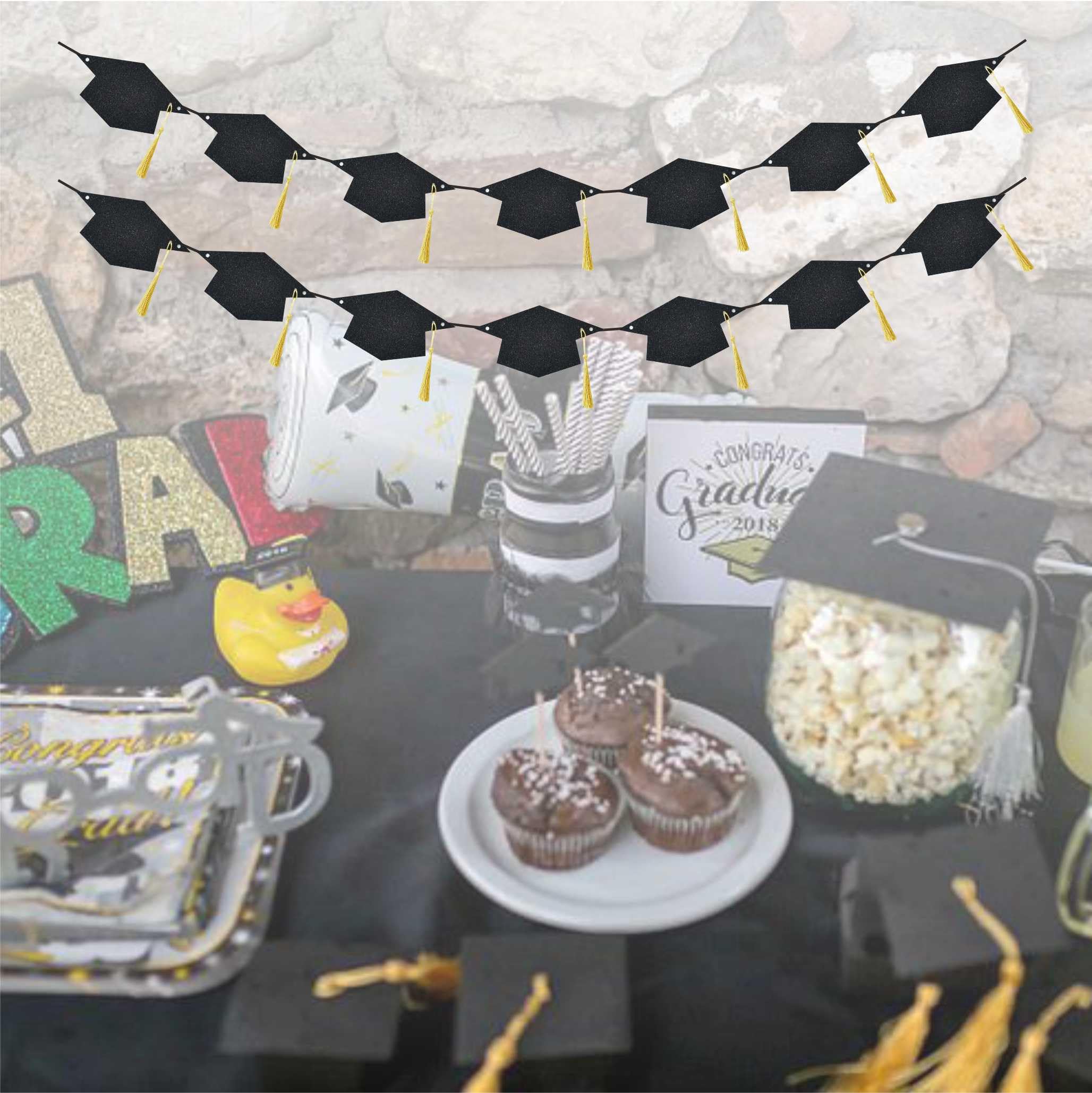 Decoración de pancarta de graduación de clase de 2025 con suministros de fiesta de graduación universitaria, preencordada