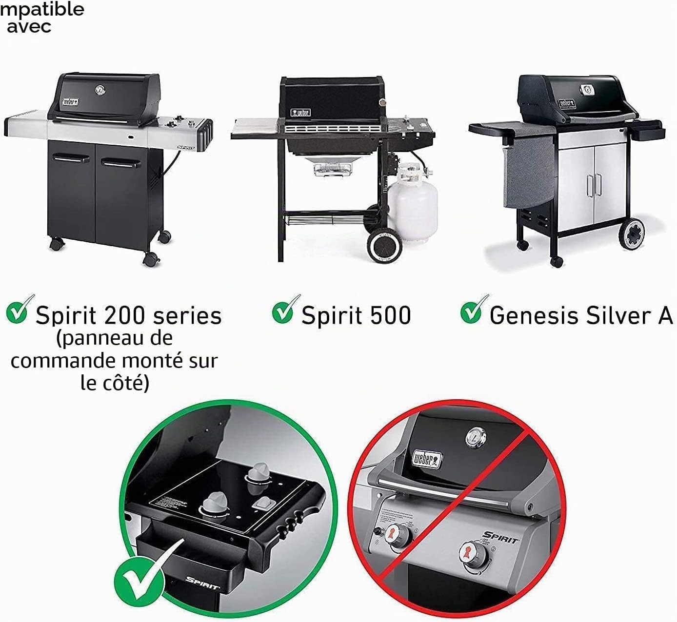 GFTIME 38CM X 28.6CM Grille de cuisson en fonte 7522 pour Weber Spirit E/S-210 220 (avec boutons de brûleur latéral), Genesis Silver A (PAS POUR B&C), Spirit 500, pièce de rechange 7521