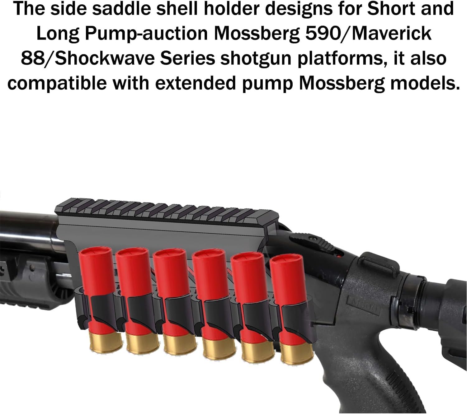 Gotical Side Saddle Shell Holder, 6-PC 12- GA, Universal Short - Long - Extended Pump Action, for Mossberg/Maverick 88 Series