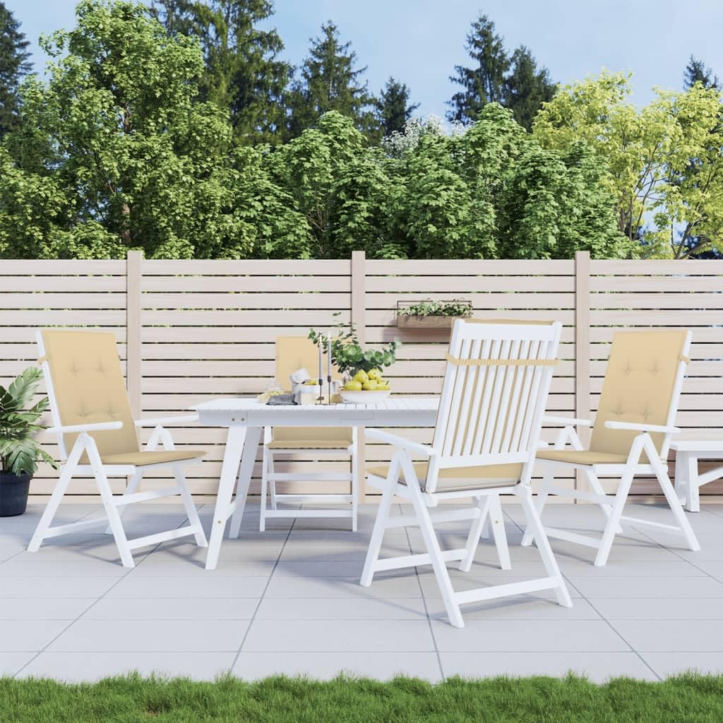 ShGaxin Cojines Silla Respaldo Alto 4 uds Tela Beige Melange 120x50x4cm, Cojines para Butacas De Jardin, Cojines Sillas Cocina, Cojines para Sillas De Terraza, Cojin Silla Exterior - 4002422