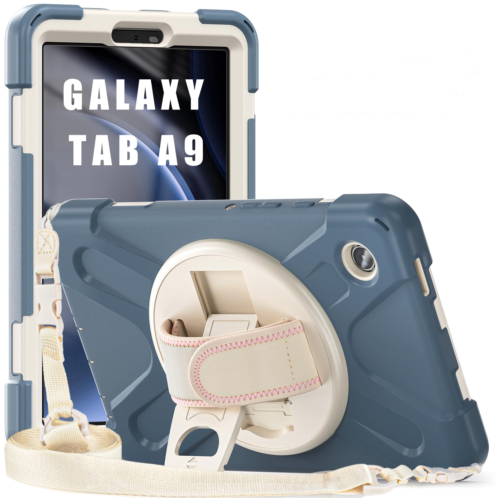 ProElite Cover for Samsung Galaxy Tab A9 8.7 inch Case Cover, Rugged 3 Layer Armor case Cover for Samsung Galaxy Tab A9 8.7 inch Hand Grip and Rotating Kickstand, Cornflower Blue-image-37
