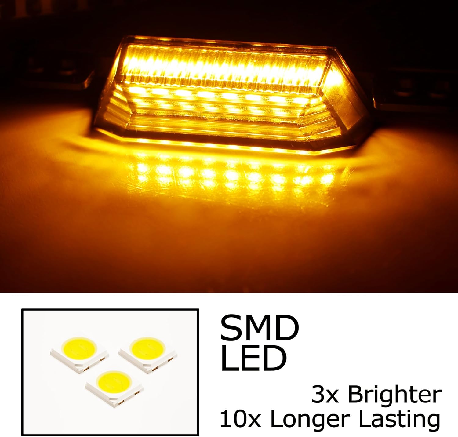 iJDMTOY 3pc Black-Out Smoked Lens Amber Yellow 9-LED Front Upper Grille or Side Markers Clearance Light Kit Compatible With Toyota 2022-up Tundra, 2023-up Sequoia TRD Pro ONLY
