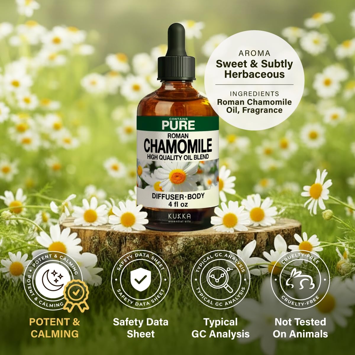 KUKKA Roman Chamomile Essential Oils - 4 Fl Oz - for Hair, Skin, Diffuser, Aromatherapy & DIY Soap Making Scent - Image 6