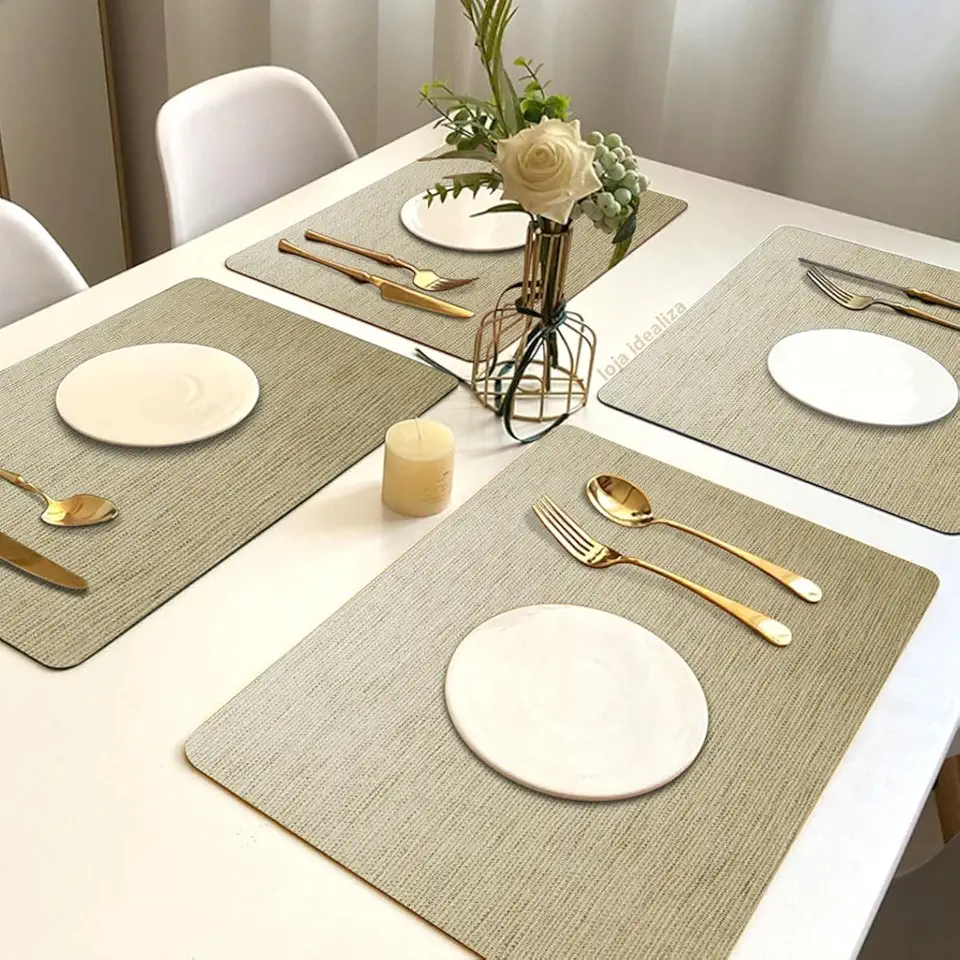 6 Jogo Americano Juta Areia - Impermeável Limpa Facil Pvc