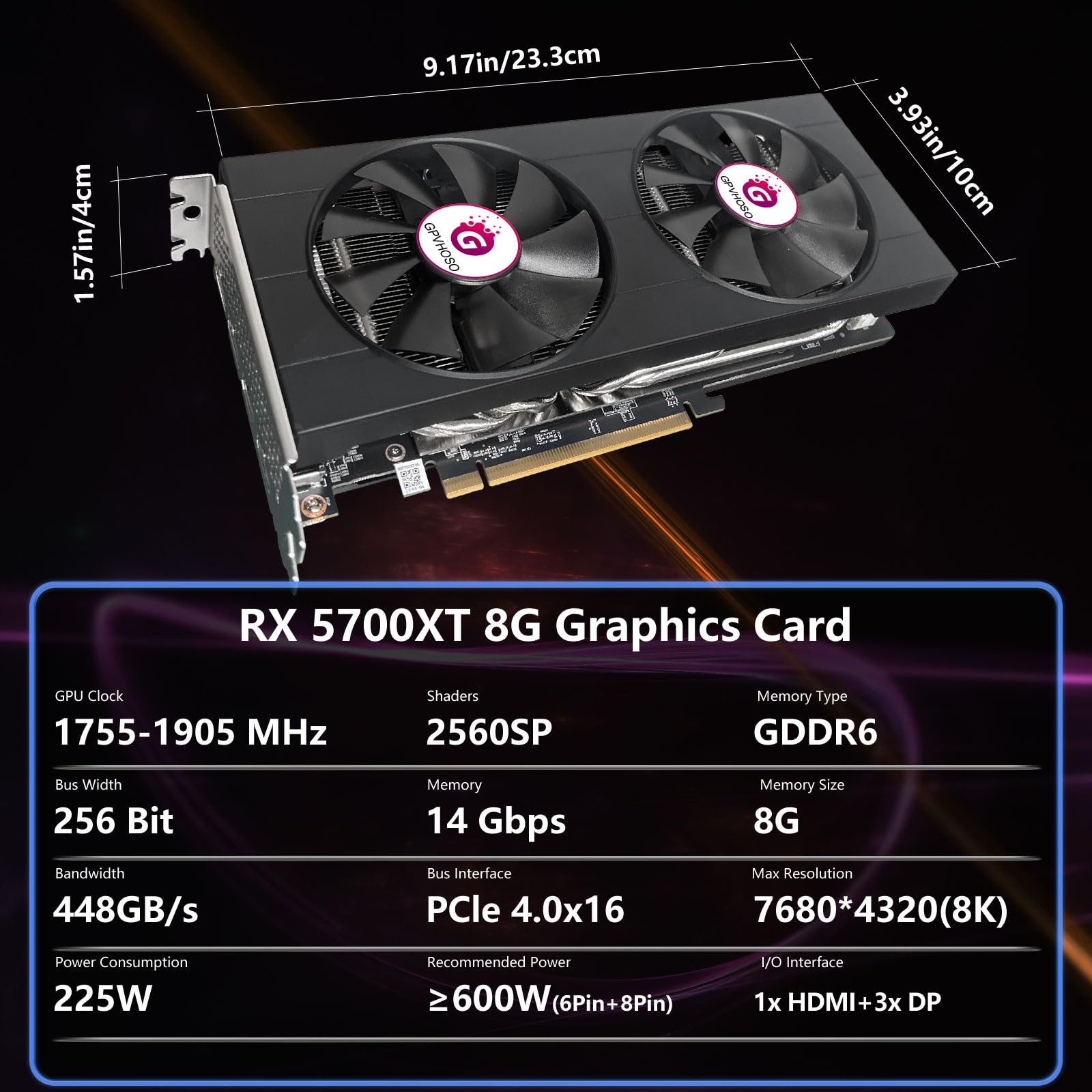 Amazon.com: GPVHOSO Radeon RX 5700 XT 8GB Graphics Card 2560SP