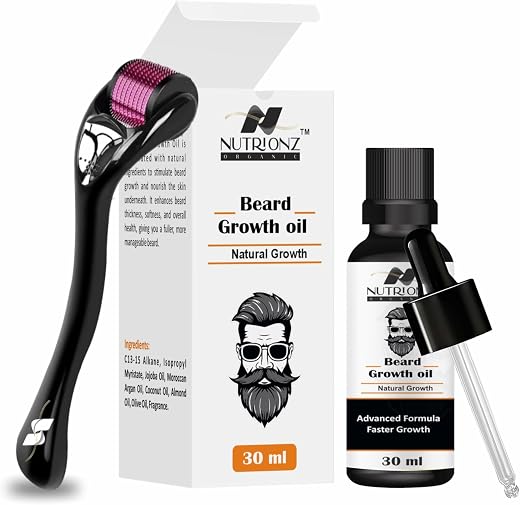 Nutrionz Organic Beard Growth Oil for Beard and Moustache Oil, 30 ml | Beard Oil for men | Non-Sticky, Light | Almond Oil,...