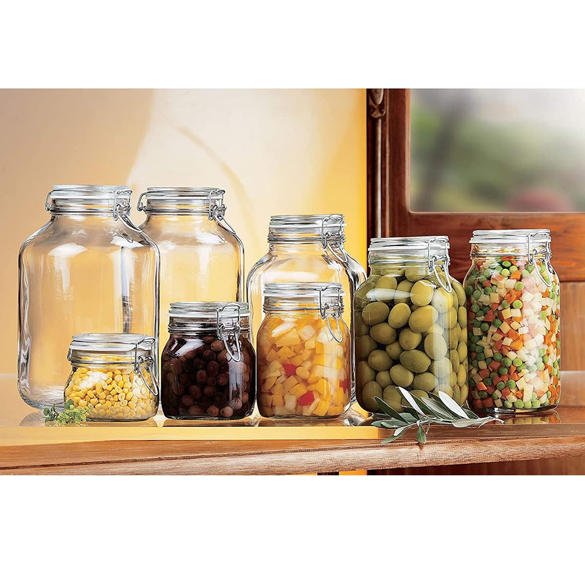 Paquete de 6 Frascos de Vidrio con Tapa de Clip Herméticos, Botes Tarros de Cristal para Conservas con Cierre mecánico, Capacidad 5 L - Diámetro 17.5 x Altura 27.9 cm