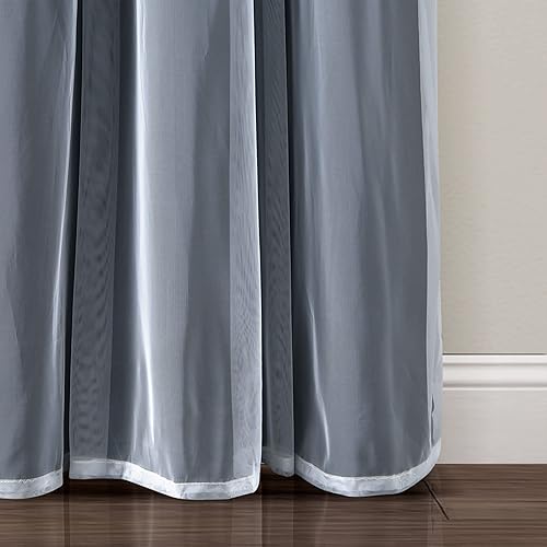 Miniatura 4 de Lush Decor Panel de cortinas traslúcidas con ojales con forro opaco aislante, juego de cortinas para oscurecer la habitación (par), 38 pulgadas de