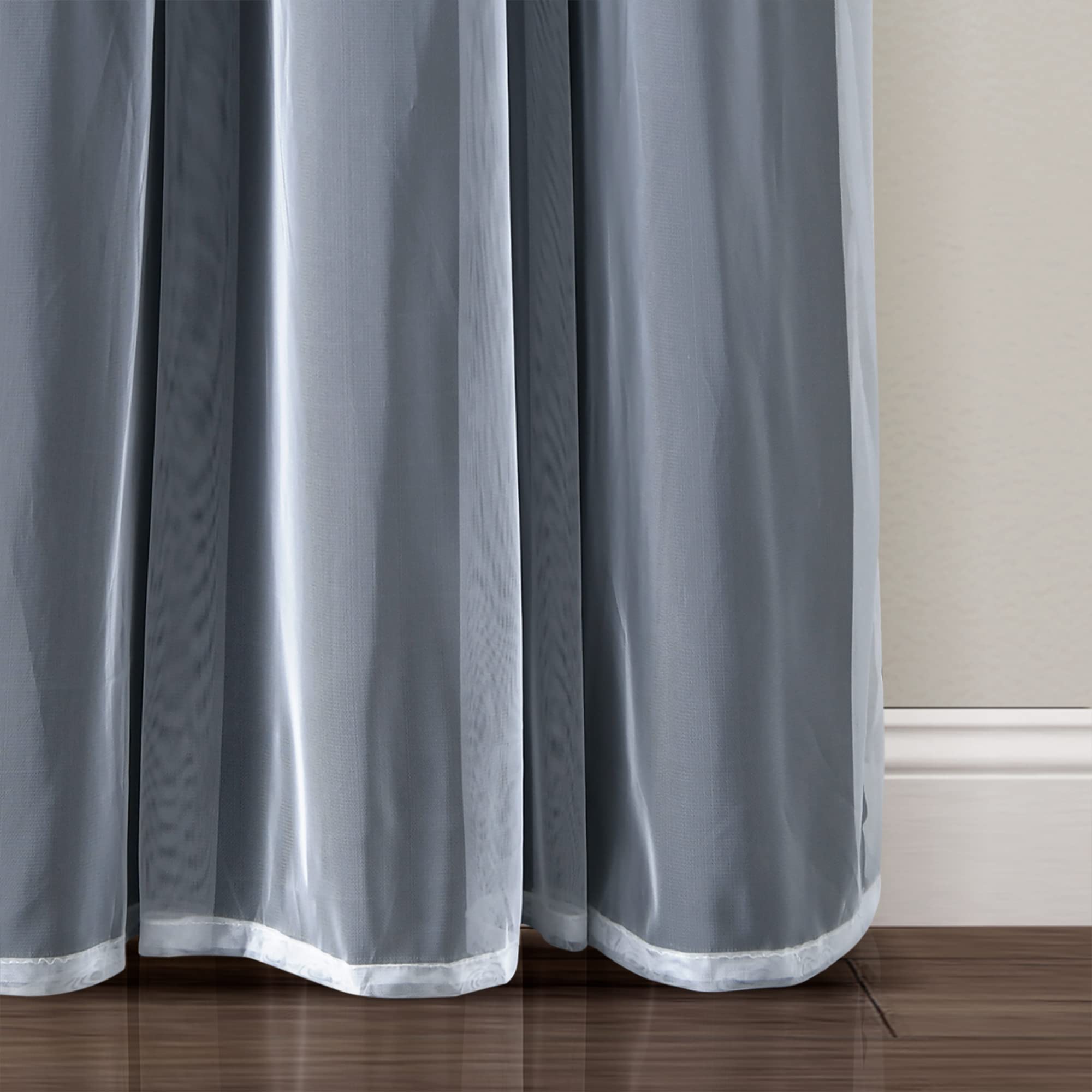 Lush Decor Grommet Sheer Panels with Insulated Blackout Lining Window Curtain Panel Pair, 84" L x 38" W, Black - Image 4