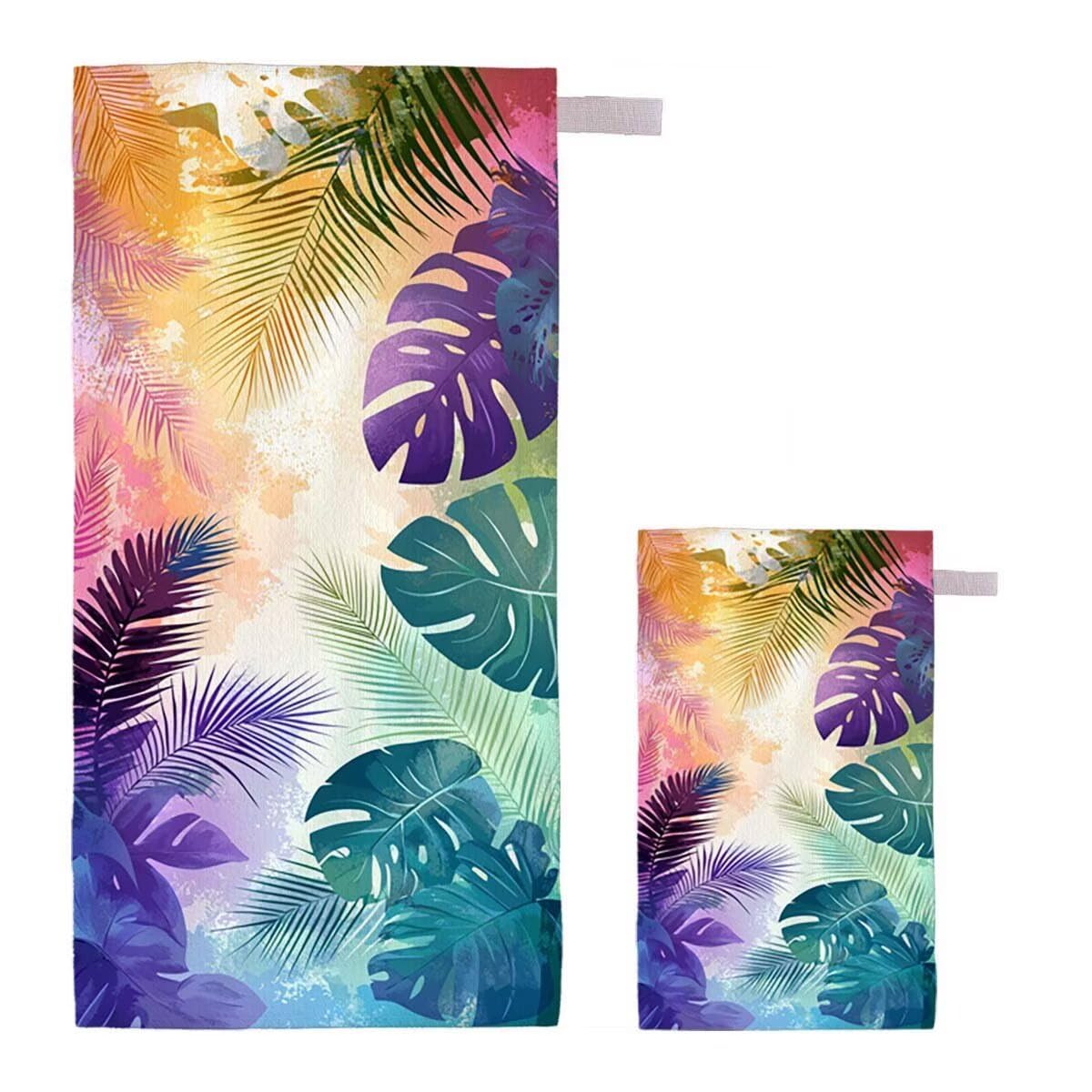 Telo Mare XXL 100x200cm/35x70cm, 2 Set Telo Mare Microfibra Sogno Asciugamano Palestra Uomo, Antisabbia, Leggero, Asciugatura Rapida, Teli da Spiaggia Grandi Accessori per Camping Natation Yoga D-94