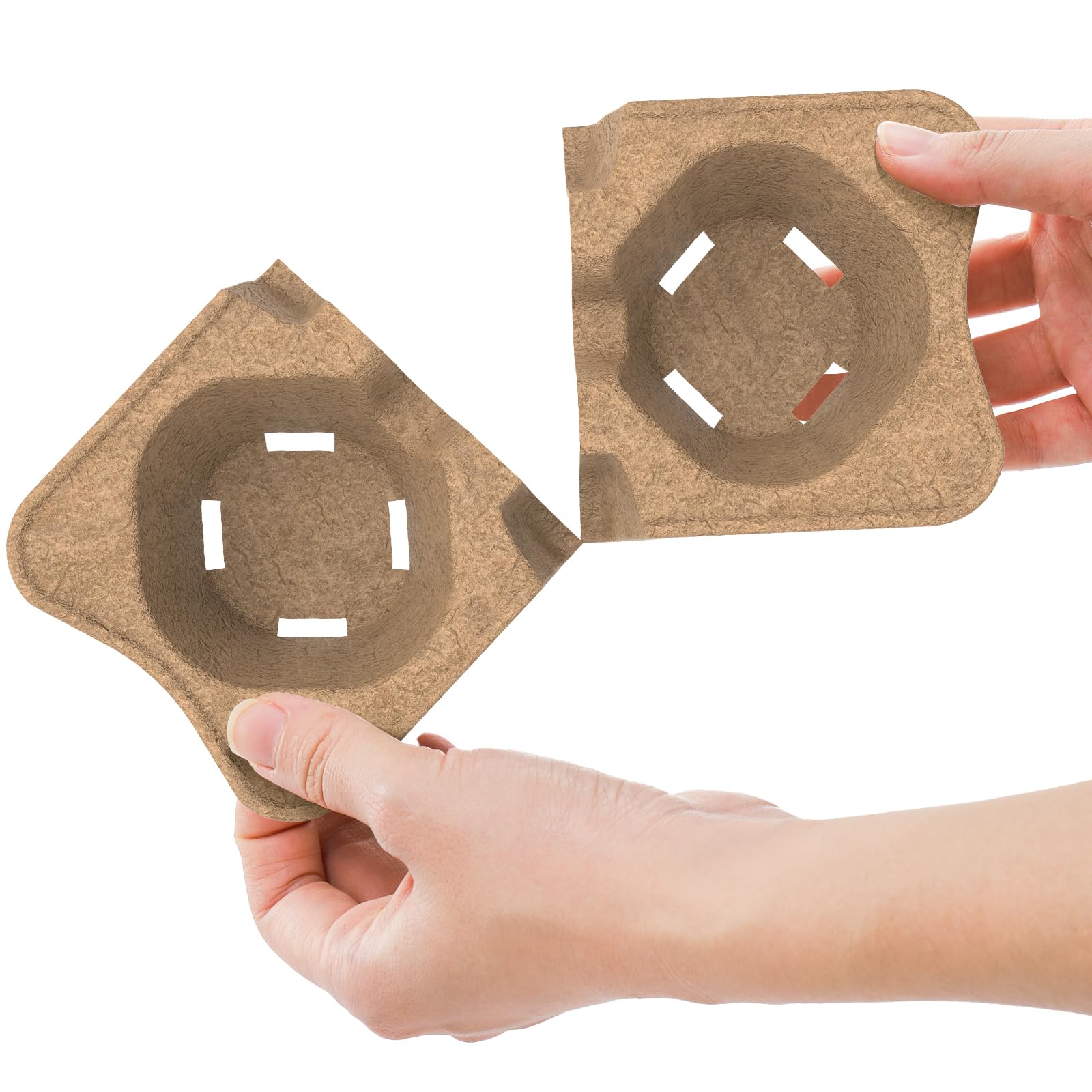 ZOOFOX 100-Pack 2-Cup Drink Carriers - Biodegradable Pulp Fiber Beverage Trays