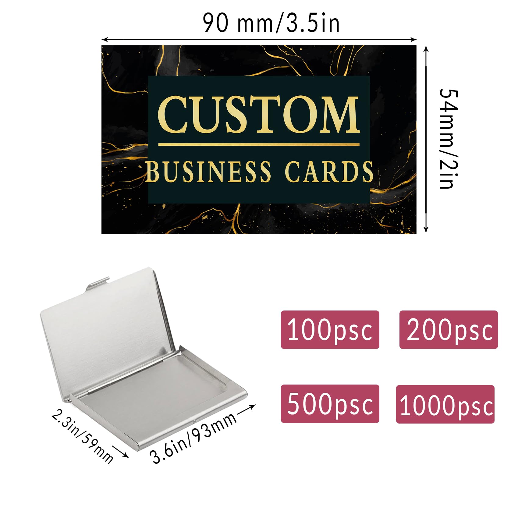Biglietti Da Visita Personalizzati con Logo, Testo, Immagine, Stampa Fronte Retro, Resistente all'Acqua 100-2000
