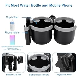 Accmor Stroller Cup Holder with Phone Holder, Bike Cup Holder, Universal Cup Holder for Uppababy Nuna Doona Strollers, 2-in-1 Cup Phone Holder for Stroller, Bike, Wheelchair, Walker, Scooter