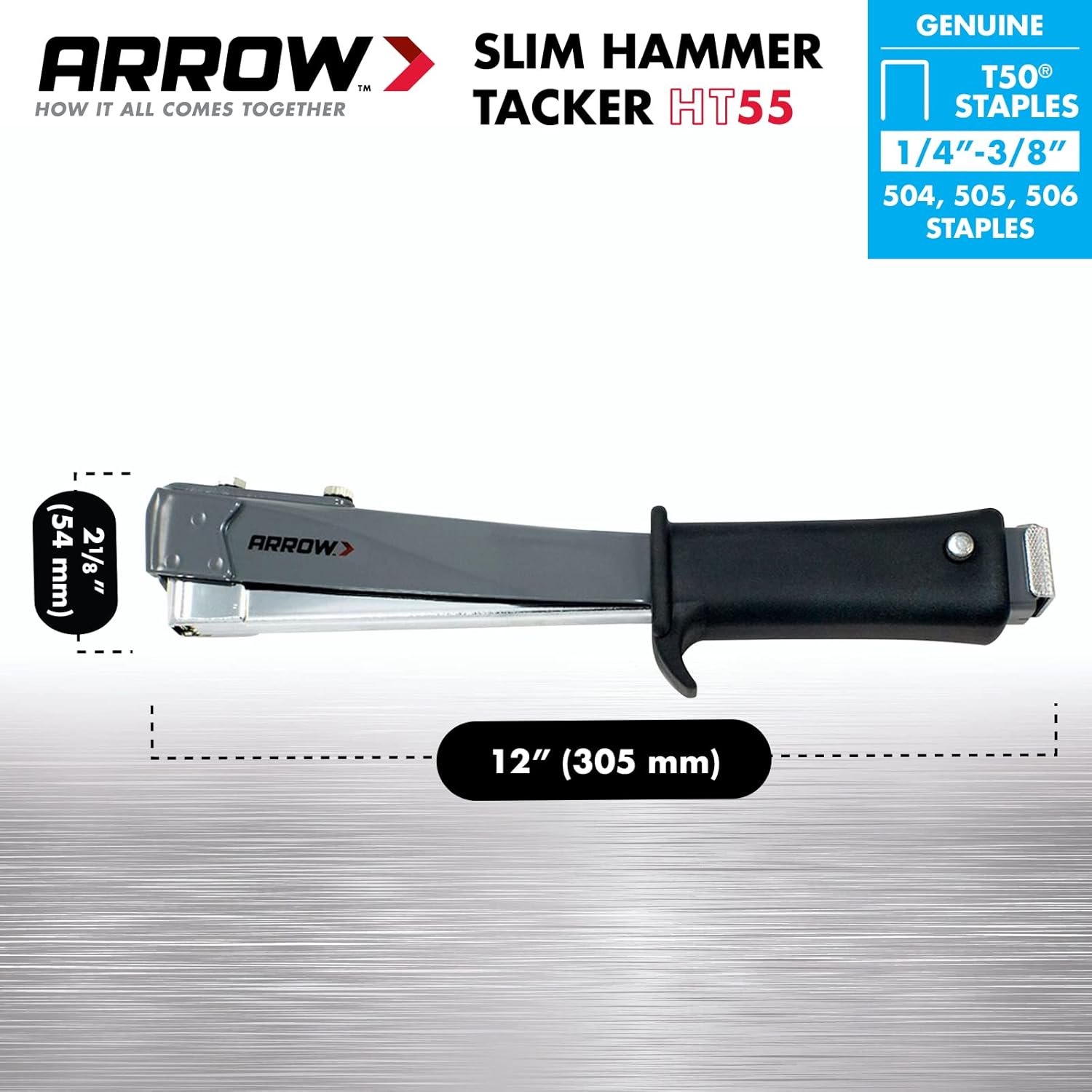 Dimensions of Arrow HT55 Slim Hammer Tacker