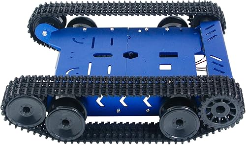 Miniatura 25 de Kit de chasis de coche robot inteligente, chasis de tanque grande de aleación de aluminio, con motores de 2WD para Arduino/Raspberry Pi DIY RC Negro