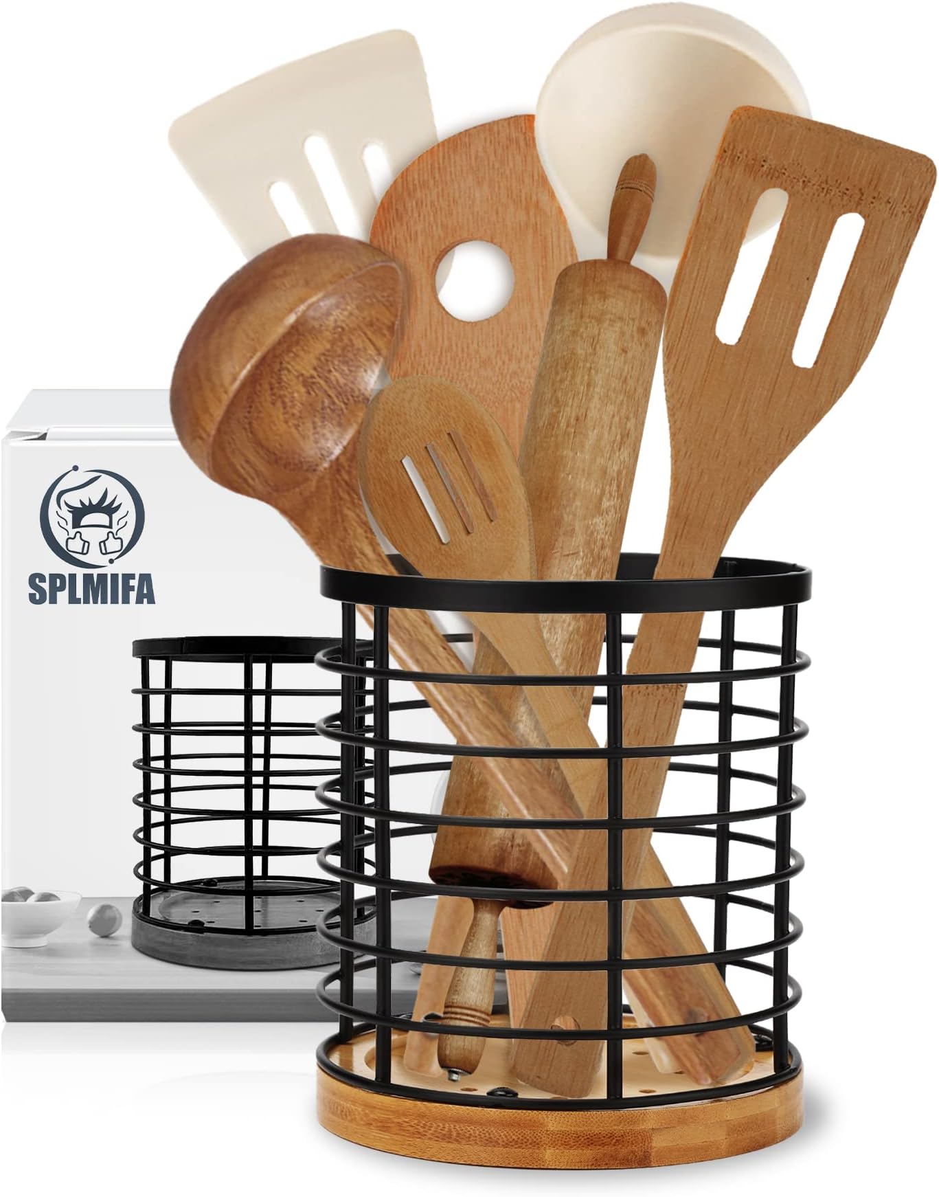 Home Basics Scroll Design Countertop, (Black) Cutlery