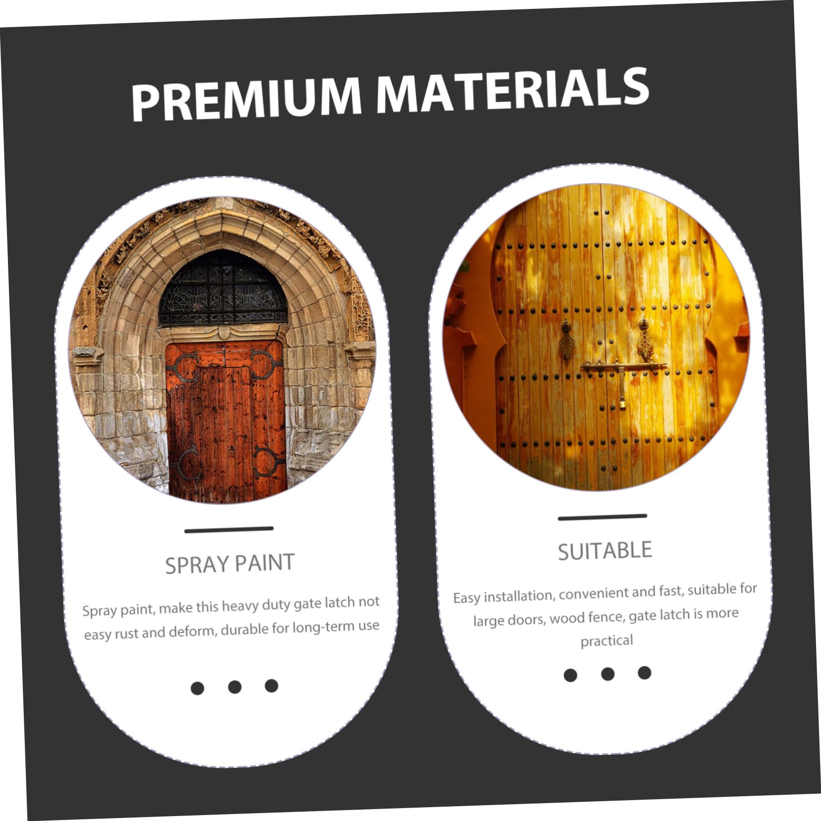 Loquet de Porte en Fer Noir Robuste pour Portails en Bois et Clôtures Renforcées, Installation Facile, Conçu pour Applications Verticales, Solide et Antirouille