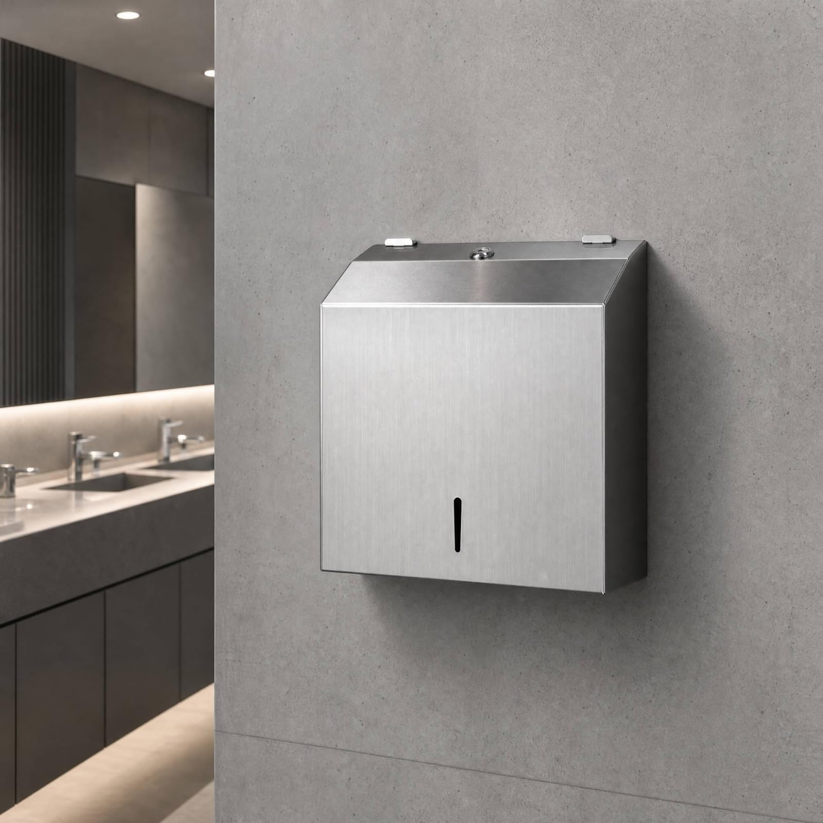Dispensador Pared Acero Inoxidable sin Taladro Dispensador con BOR Cor ntado Fácil Instalar para Restaurans, Oficinas, Plateado Cepillado