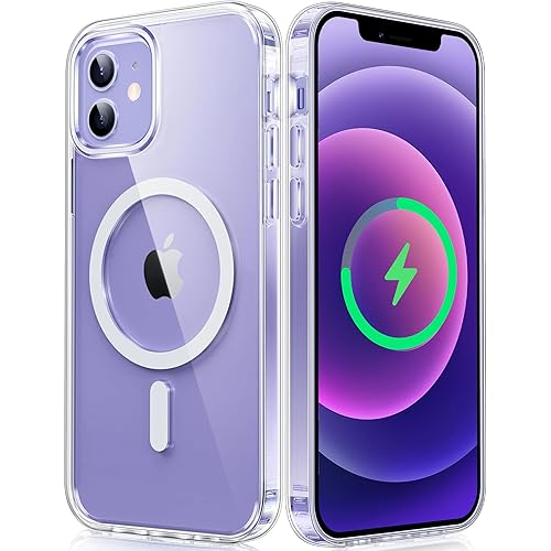 FNTCASE for iPhone 12 Clear Case: for iPhone 12 Pro Magnetic Military Grade Drop Protection Anti Yellowing Cell Phone Cover - Rugged Durable Shockproof Protective Bumper