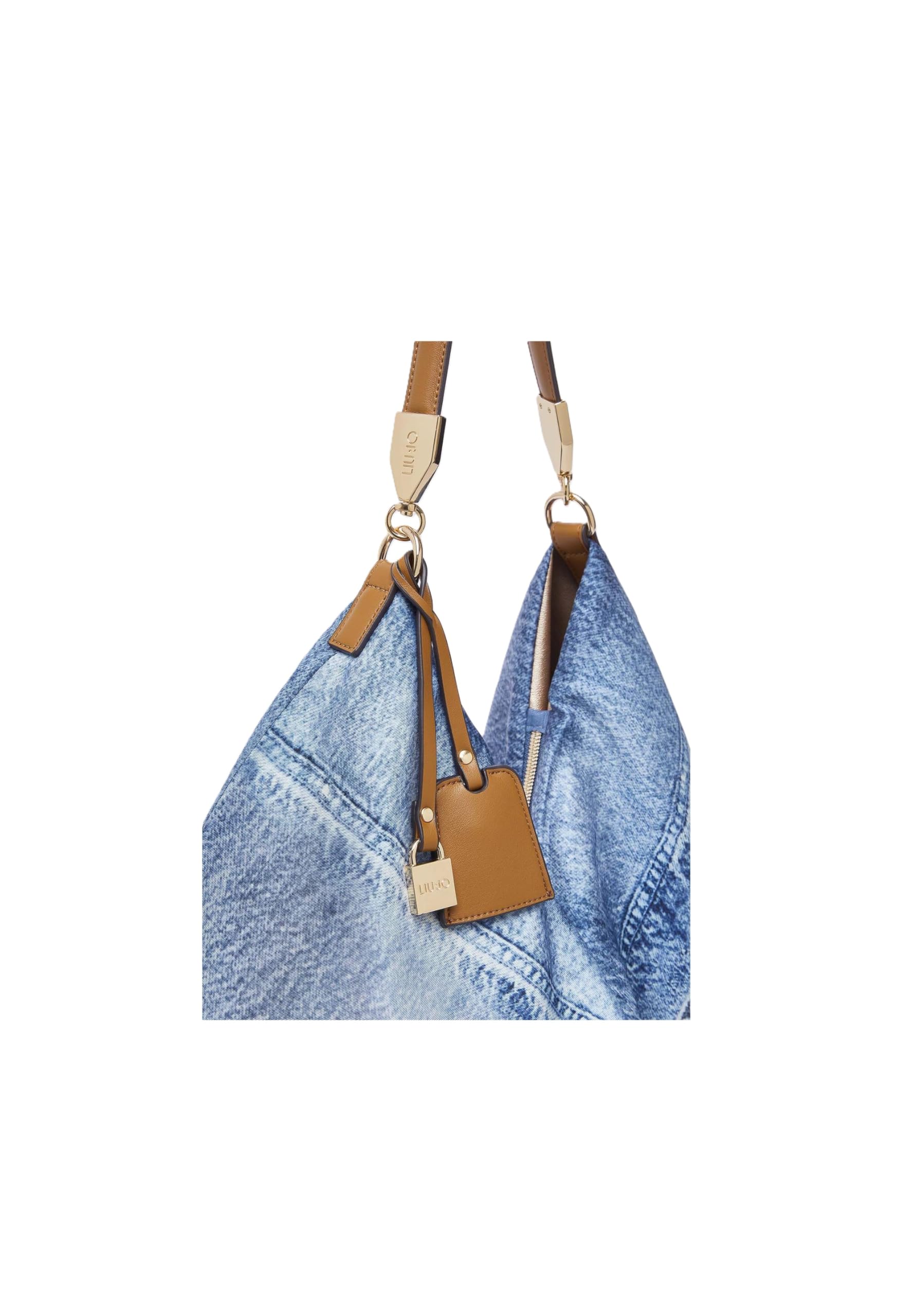 Liu Jo Borsa a Spalla Media Denim Blu, Chiusura con Cerniera, Manico Singolo, 58 x 38 x 5 cm, Poliuretano