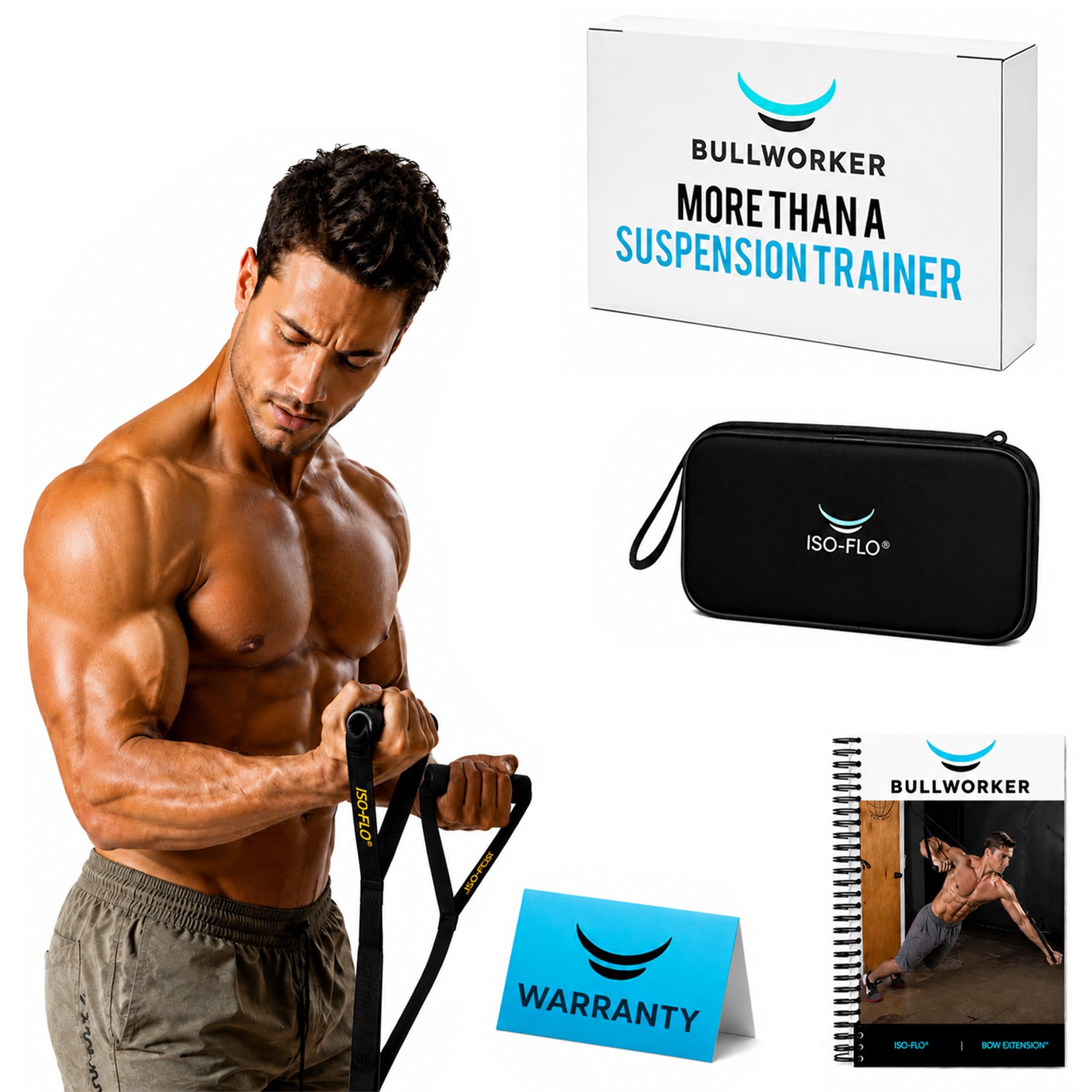 Bullworker ISO-FLO isometrisches Trainingsgerät – Suspension-Trainer-Gurte und Widerstandsbänder für Calisthenics, Pilates und Krafttraining, tragbare Heim-Fitnessgeräte für Rücken-, Rumpf- Training