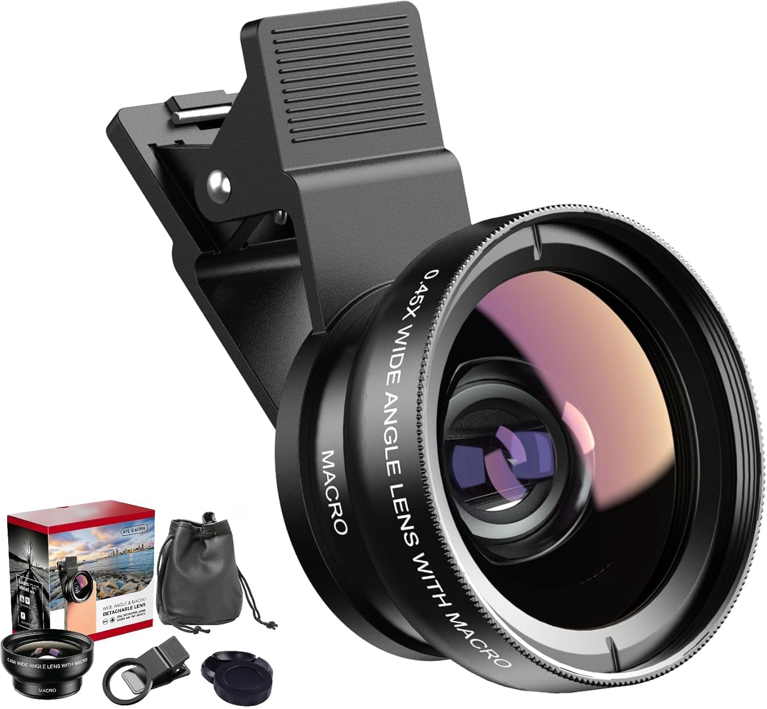 2-in-1 Universal Handy Kamera objektiv, Handy objektiv Set, 12,5X Macro Lens, 0,45X Weitwinkel, Makroobjektiv für die meisten Smartphones