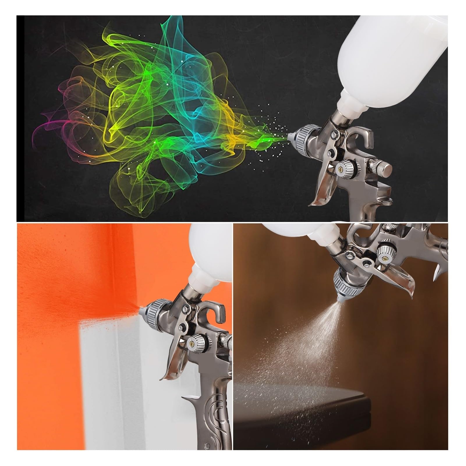 Pistola de Pintura, Pistola de pulverización de pintura, boquilla de 0,8mm, taza de líquido de 250ml, pulverizador de aerógrafo, pintura, muebles y pared de coche