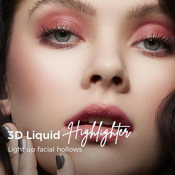 SACE LADY Highlighter Makeup, Liquid Highlighter Blendable & Long Lasting, Natural 3D Cream Highlight for Face Eyes Lips (Matte Rosy, 0.13Oz)