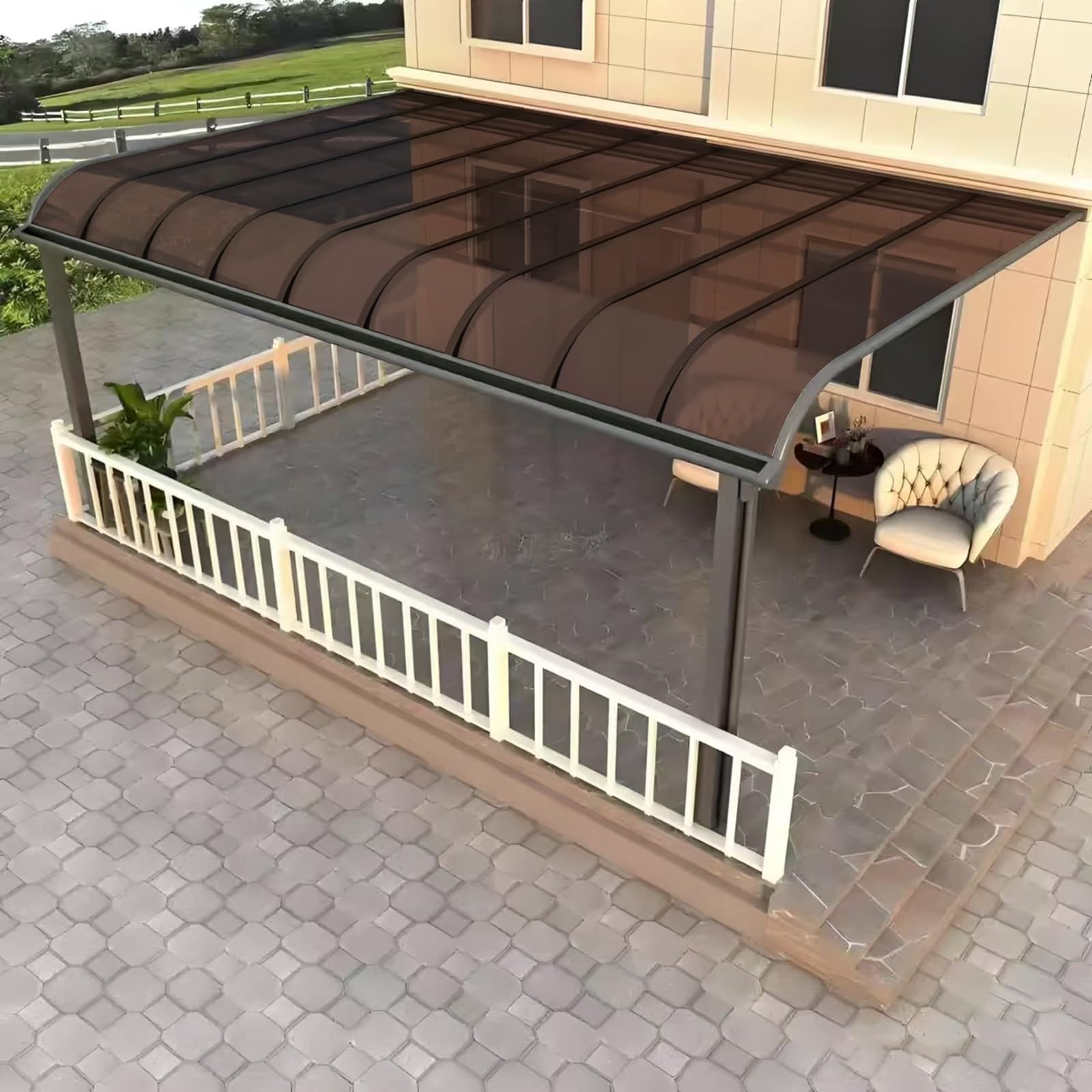 Polycarbonate Roofing Sheet Outdoor Clear 2mm Lightweight Clear Plastic Sheet UV Protection Rain pergola roof Panels cuts Easily Suitable for patios, partitions(Brown,6x13.1ft)