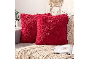 ANRODUO Red Decorative Pillows - Luxury Faux Fur Throw Pillows