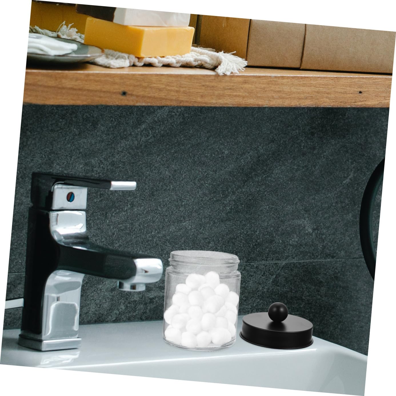 VALICLUD 3 Stück pack Runde Glas Vorratsgläser mit Edelstahl Deckel Transparenter Wattepad Spender und Wattestäbchenglas für Badezimmer Organizer mit Glatten Kanten