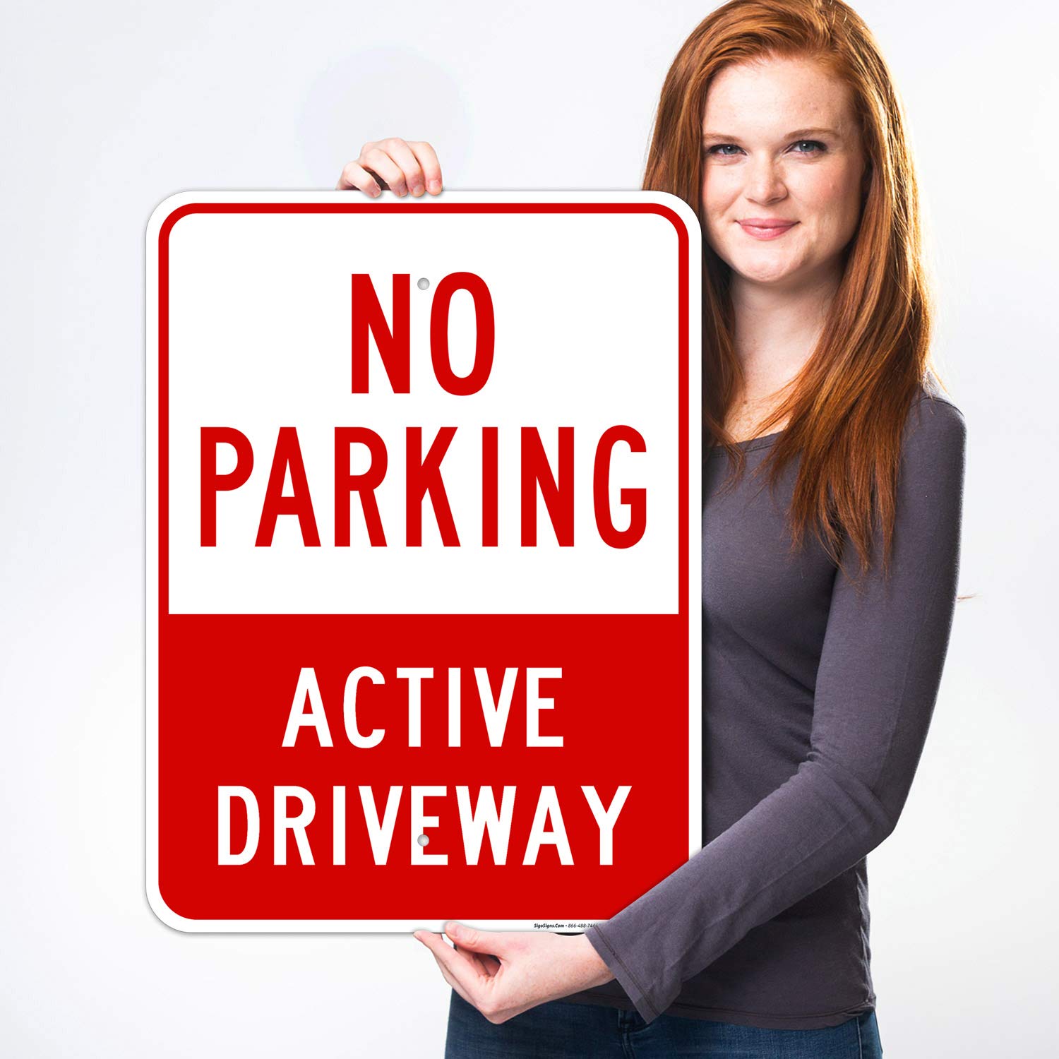 No Parking Active Driveway Sign, 18x24 Inches, Rust Free .063 Aluminum, Fade Resistant, Easy Mounting, Indoor/Outdoor Use, Made in USA