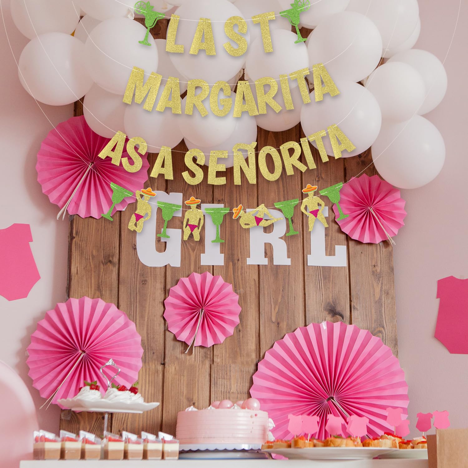 4szt Last Margarita as a Senorita Banery, Zloty Brokat Margarita Bar Banner Wesola Margarita Wieczór Panienski Dekoracje na Wieczór Panienski Baner Barowy z Motywem Margarity