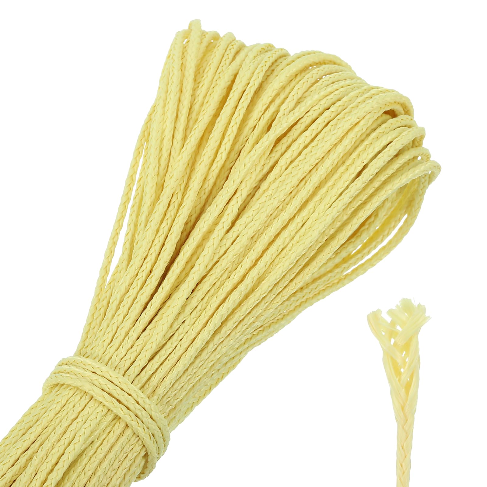 sourcing map 100Ft Braided Fishing Line, 400lb 1.6mm Diameter Multipurpose Utility Paracord Line Wind Chime String Kite Line for Camping, Hot Air Balloon, Outdoor Survival, Yellow