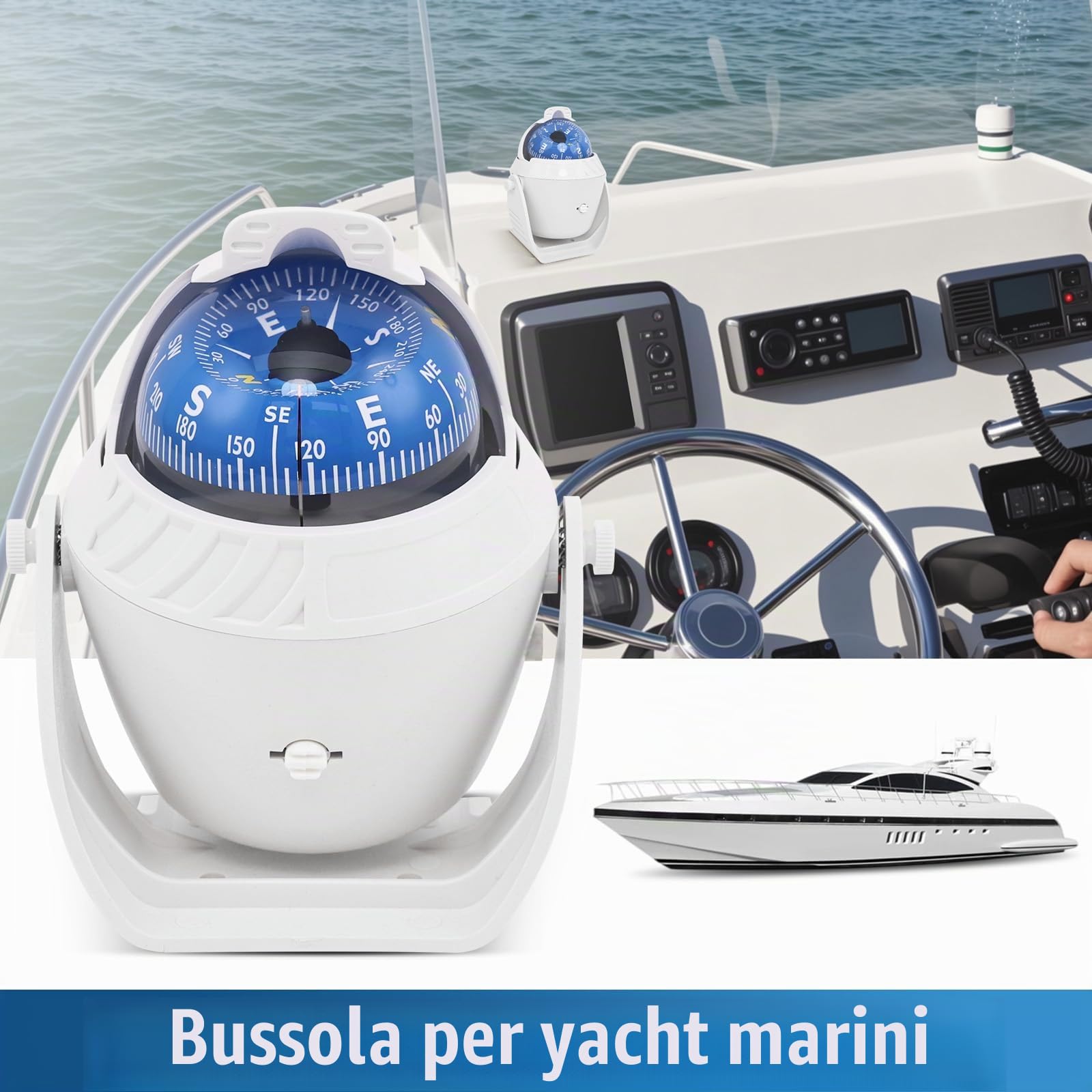 Maso Bussola di navigazione elettronica per auto, barca, marina, militare, LED, luce rossa rotante, per campeggio, escursionismo, alpinismo