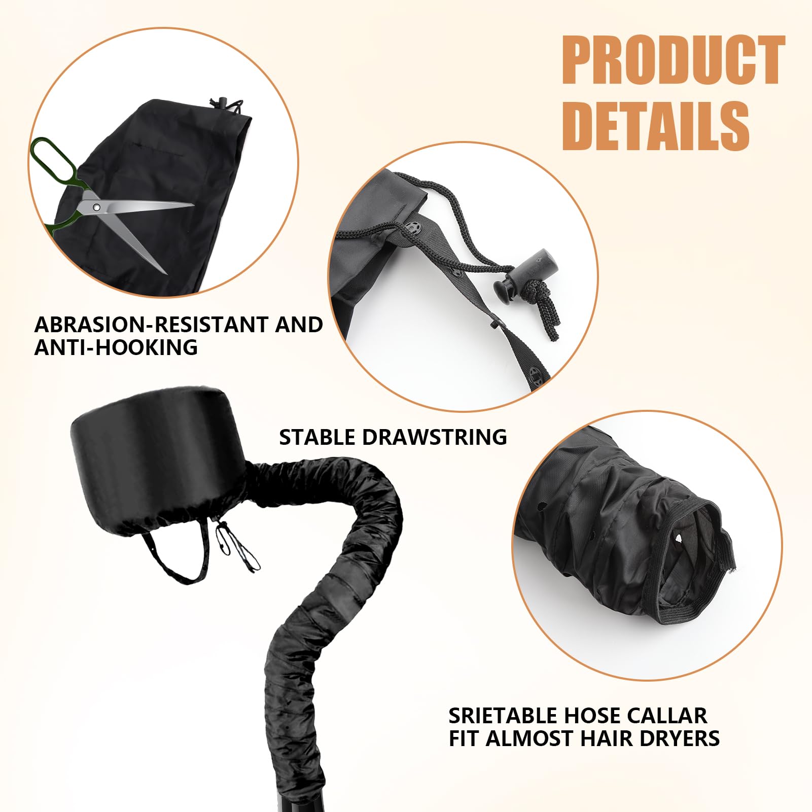 Casco per Asciugacapelli con Bonnet Elastico, Asciugatura Profonda per Capelli Ricci, Riscaldato per Cura Intensiva (Nero)