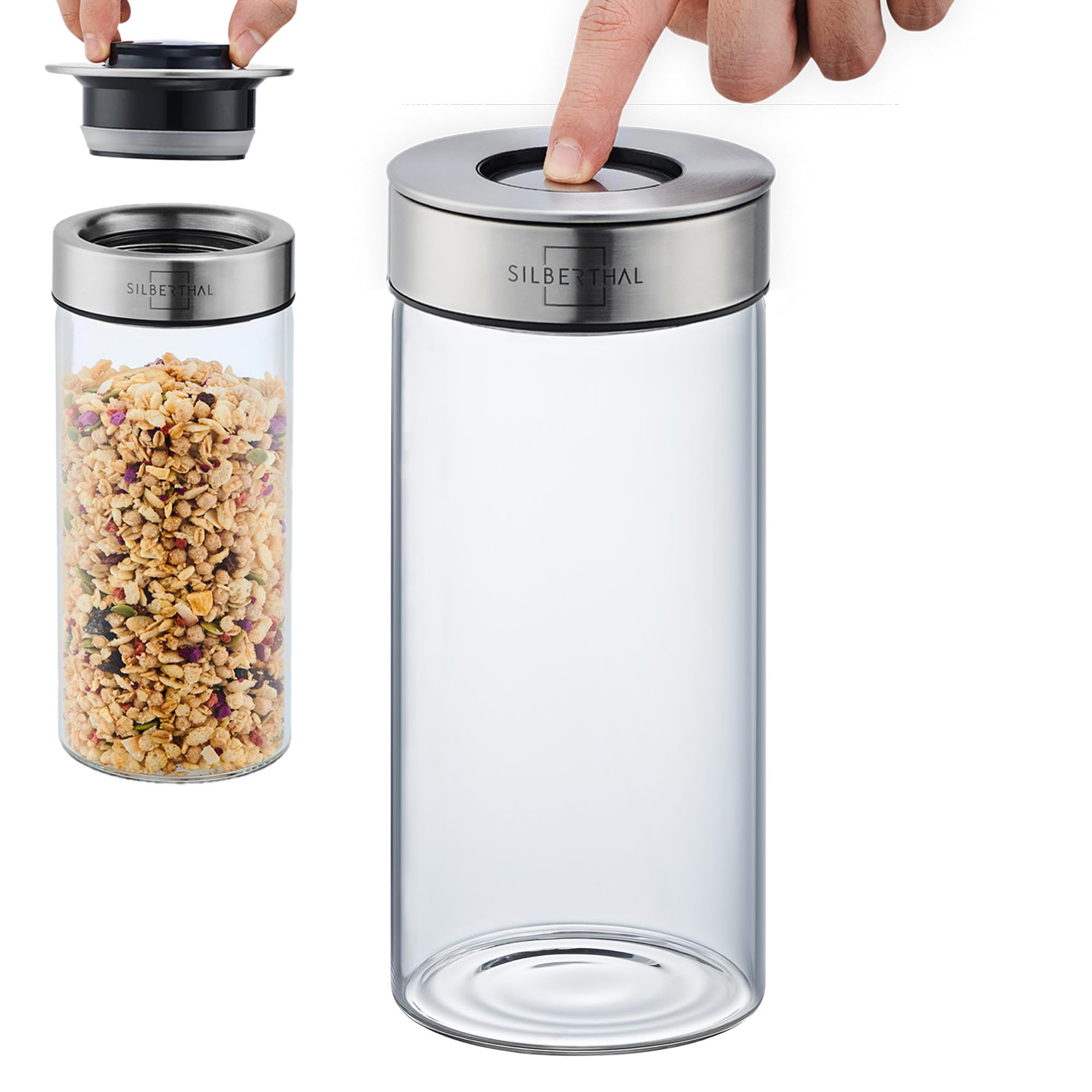 SILBERTHAL Vorratsdosen Glas mit Deckel 1300 ml - Vorratsgläser mottensicher für luftdichte & auslaufsichere Aufbewahrung in der Küche