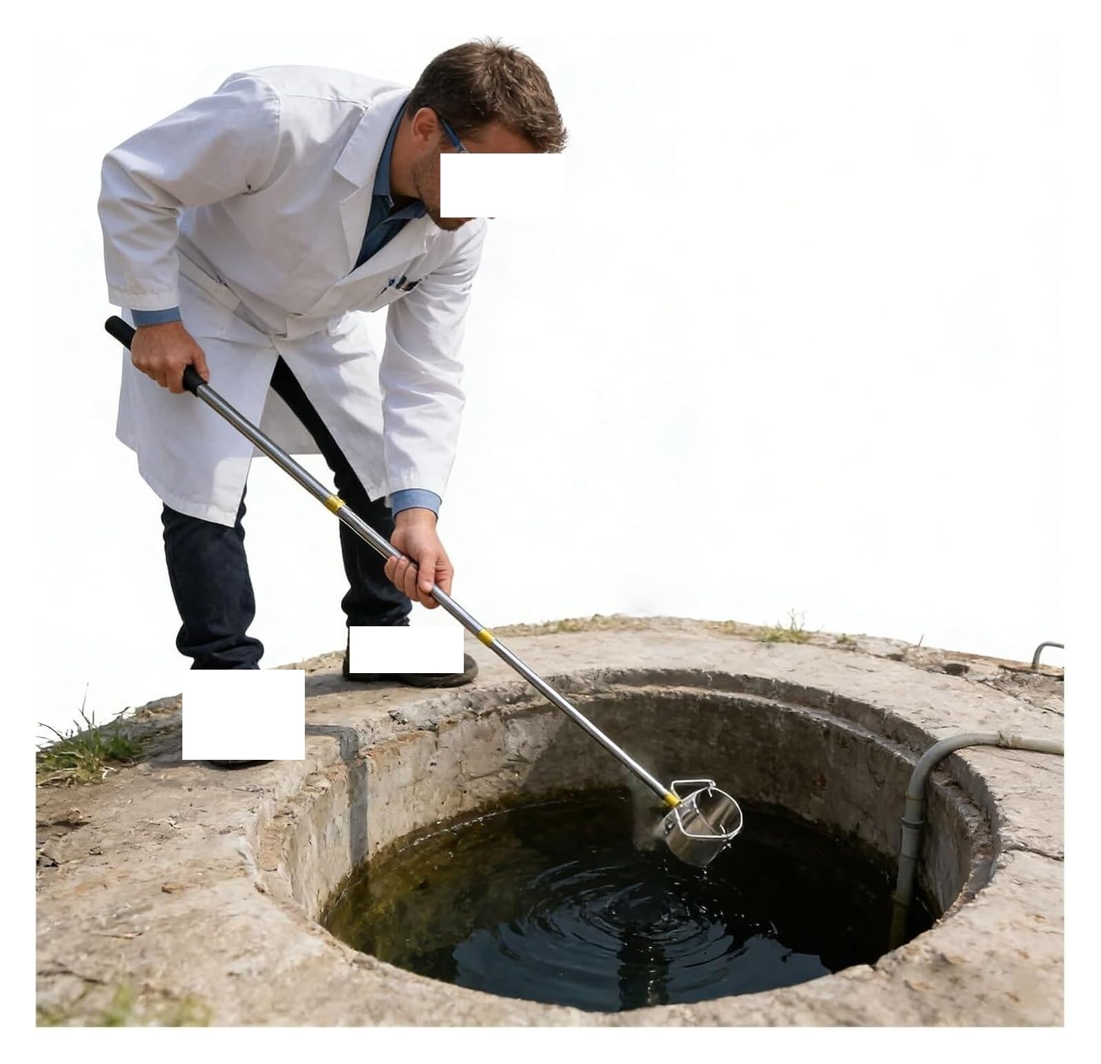 Water Sampling Pole, Stainless Steel Telescopic Water Sampler with Pendulum Beaker, 500/1000ml(500ml,3.6-9.8ft/1.1-300CM)