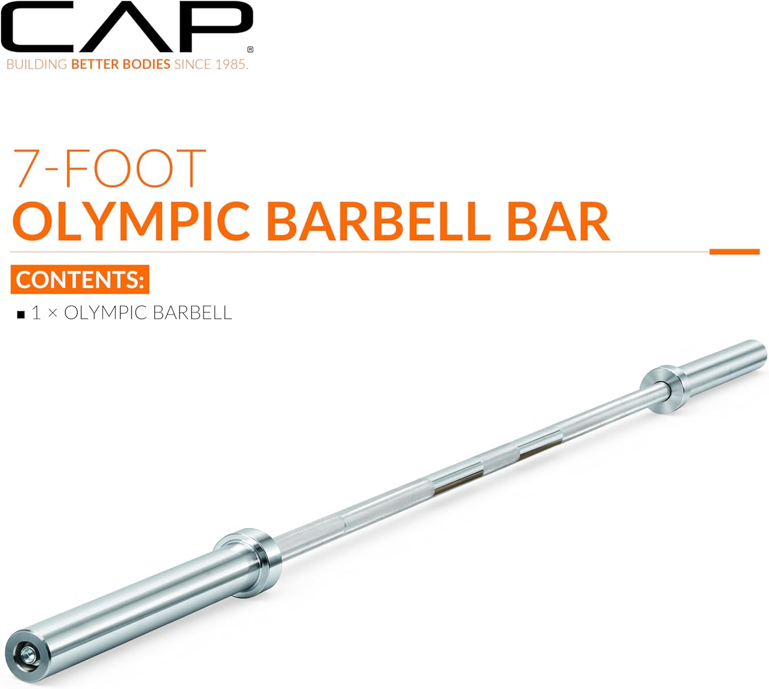 CAP Barbell 2-Inch Olympic Barbell Bars | 5 ft, 6 ft, & 7 ft | Multiple Options Elite 7 ft (85") - Chrome