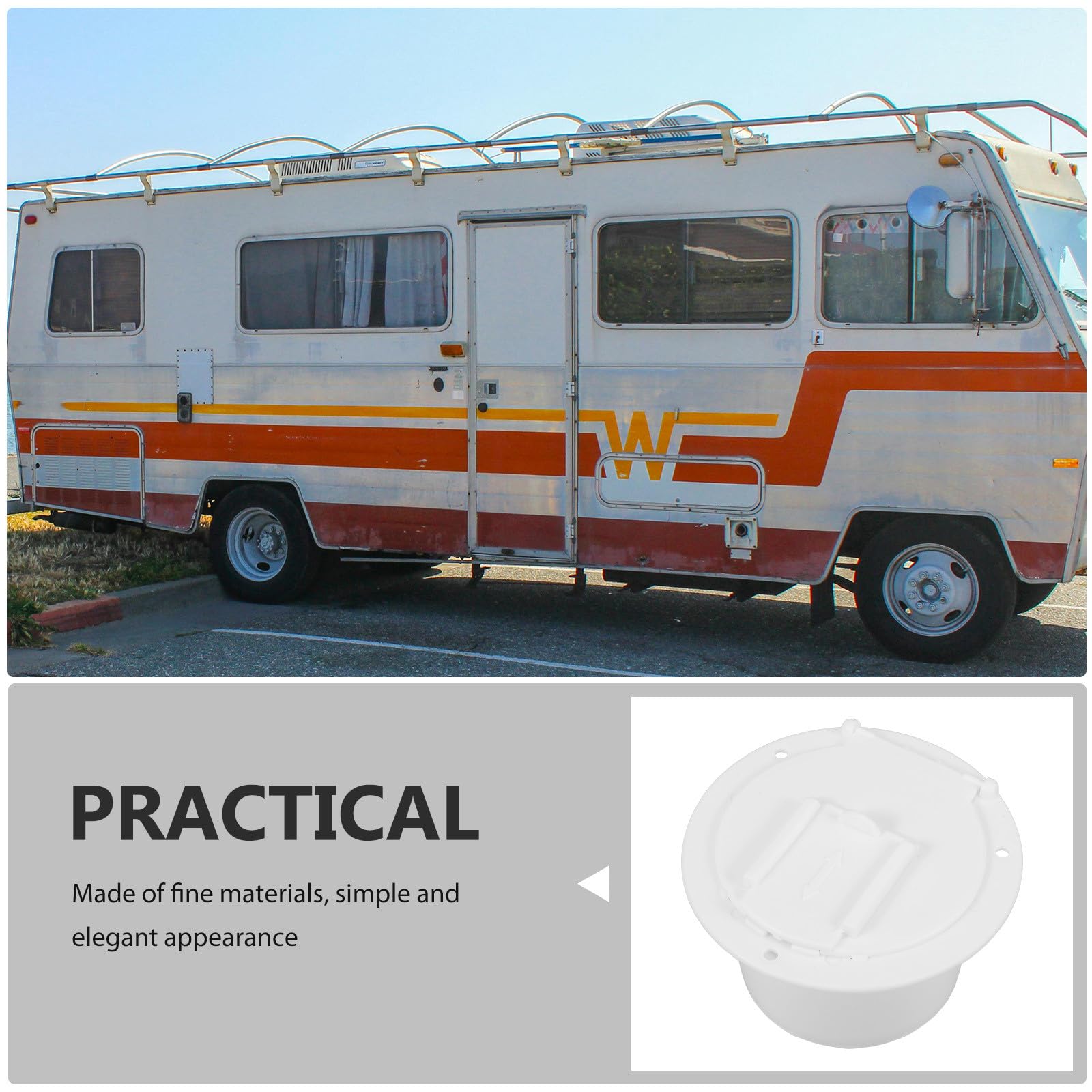 Lot de 2 trappes de Passage de câbles Marins : Orifice d'entrée de câble électrique Rond pour Camping-Car, Caravane ou Bateau - Passe-câbles étanche en Plastique Blanc