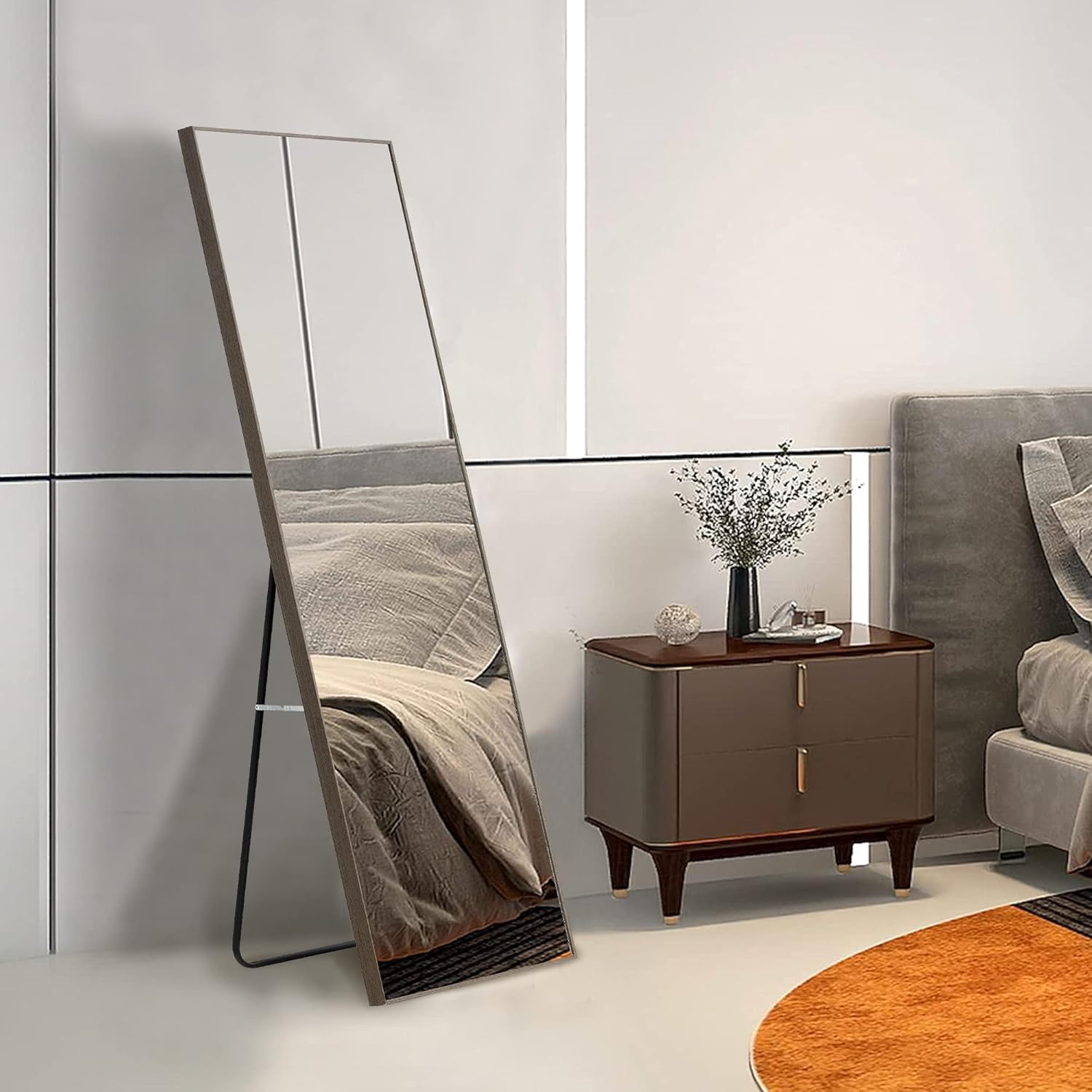BAOPIN Full Length Floor Mirror, 60"x17" Free Standing Body Mirror, Large Dressing