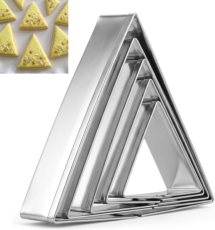 5 Pcs Triangle Cookie Cutter Set, Stainless Steel Triangle Cookie Cutter | Fondant Biscuit Sandwich Cheese Cutter TriangleShapes Molds Pastry Mold Bakeware Tools