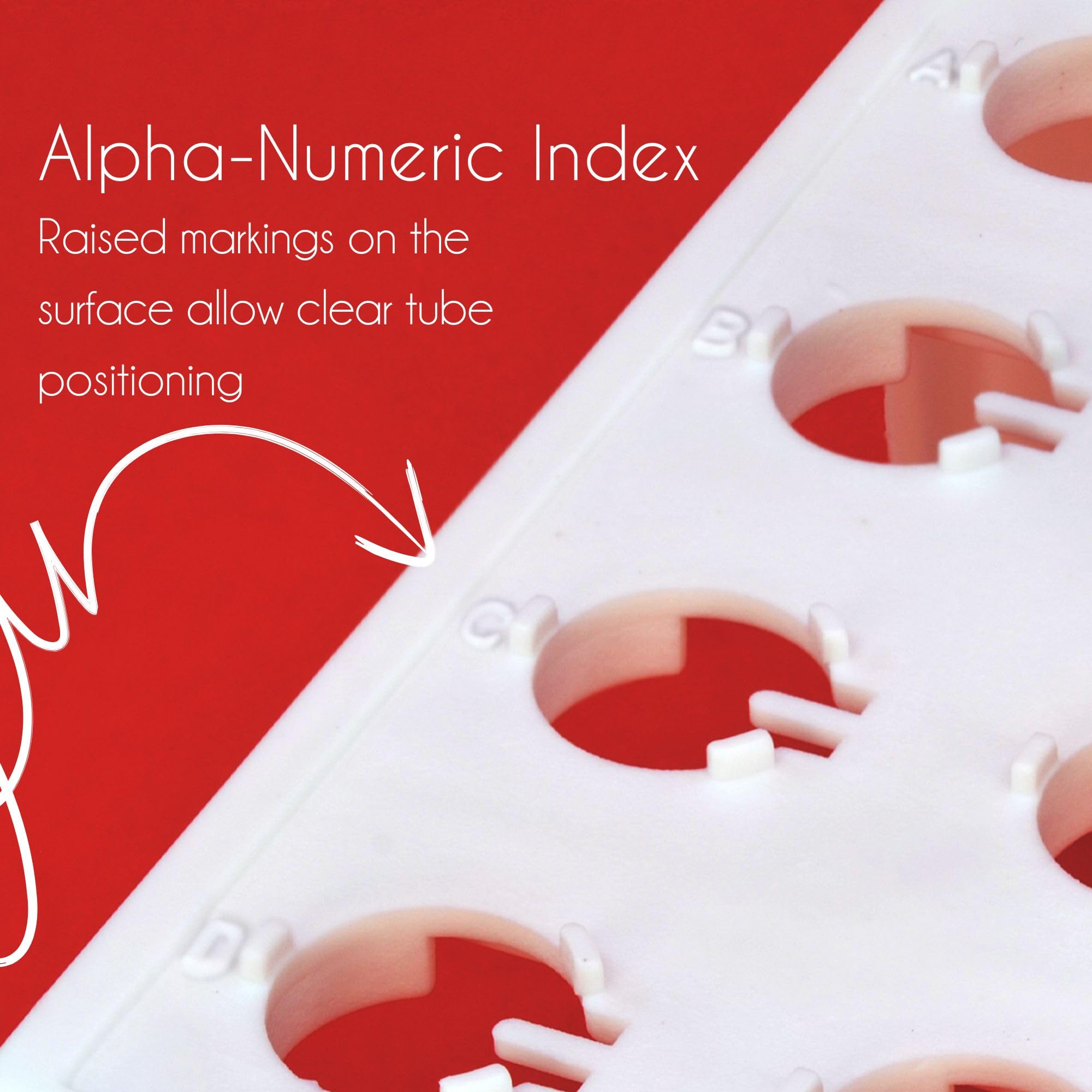 Eisco - Paquete de 12 soportes para tubos de microcentrífuga, polipropileno, autoclavable, capacidad para 16 tubos, índice alfanumérico y mango central para entornos de laboratorio, aula e