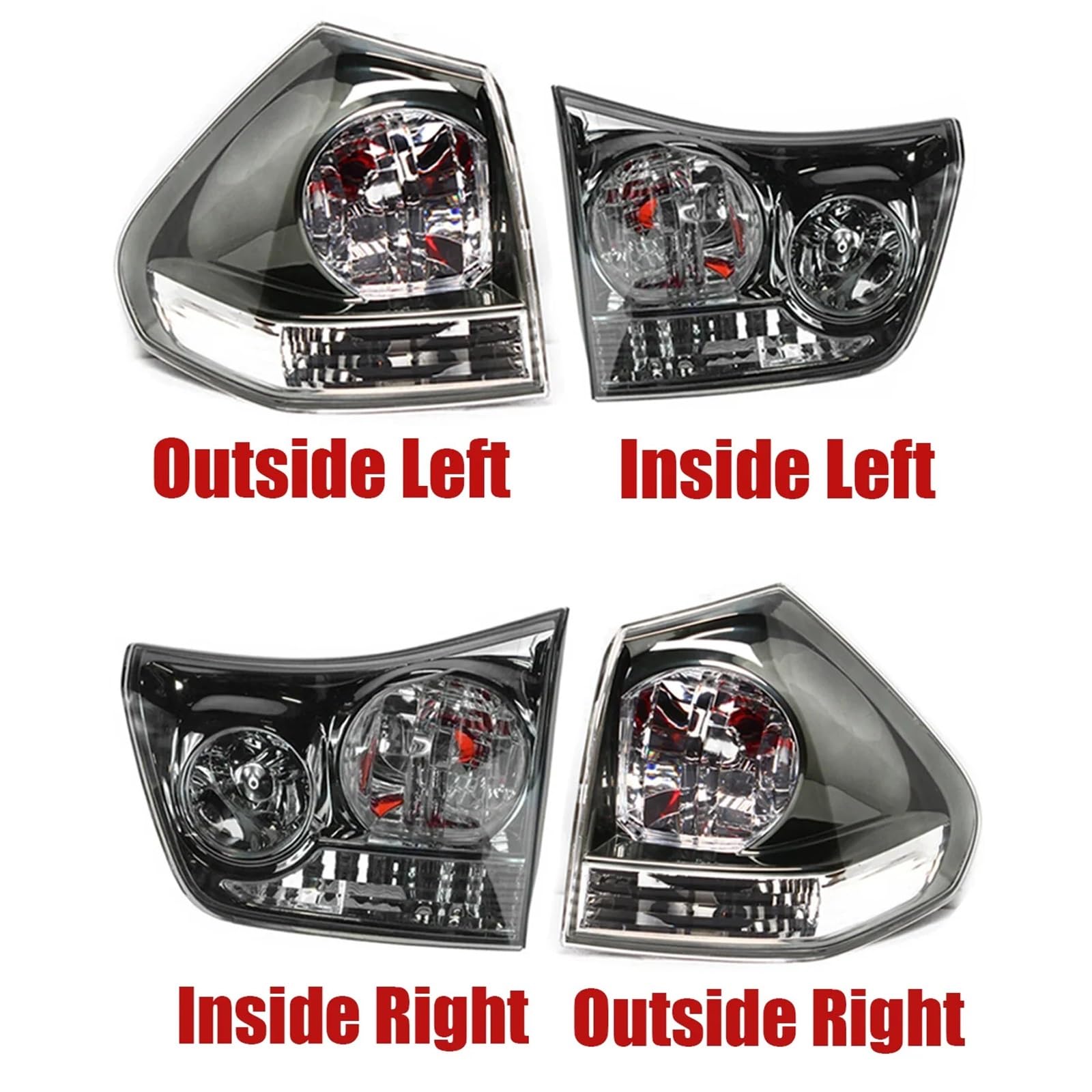 Lampa tylna zespolona Lampa tylna hamulca tylnego samochodu pasuje do Lexus RX350 RX330 2004-2006 81580-0E010 81590-0E010 Wskaźnik sygnału tylne światła LED(Outside Left)