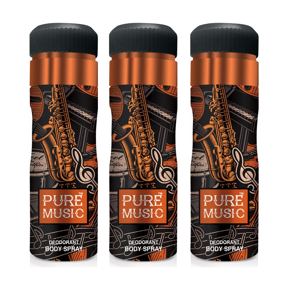 Oscar Pure Music Long Lasting, Premium and Skin Friendly Deodorant Spray Perfume For Unisex, 200 ml each (Pack of 3)-image-31