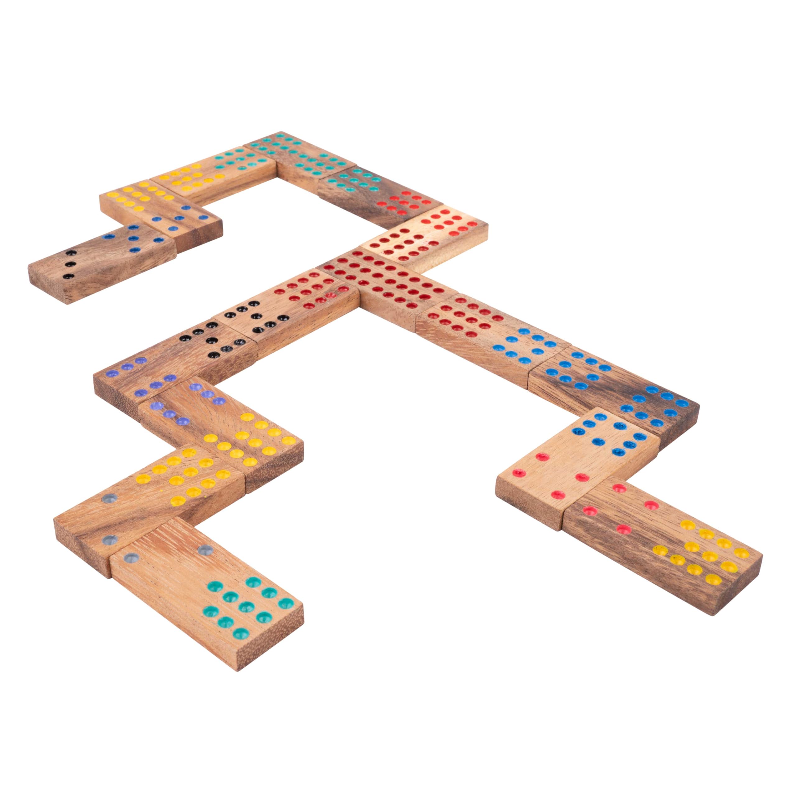 Engelhart Jeu de Domino en Bois Naturel Écologique Double 12 Coffret Inclus pour 2 à 8 Joueurs