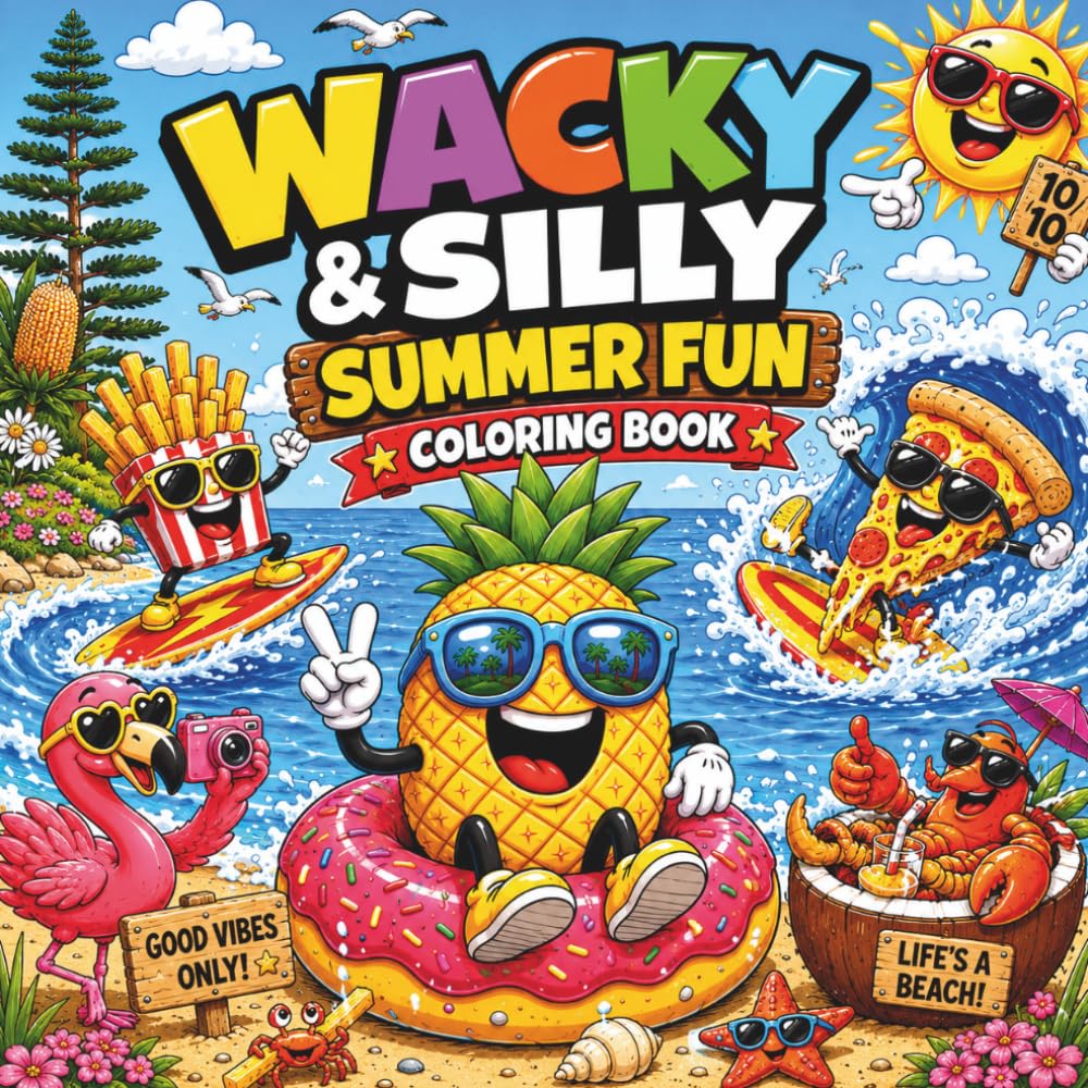 Wacky & Silly Summer Fun: 50 Hilarious Beach & Summer Scenes to Colour
