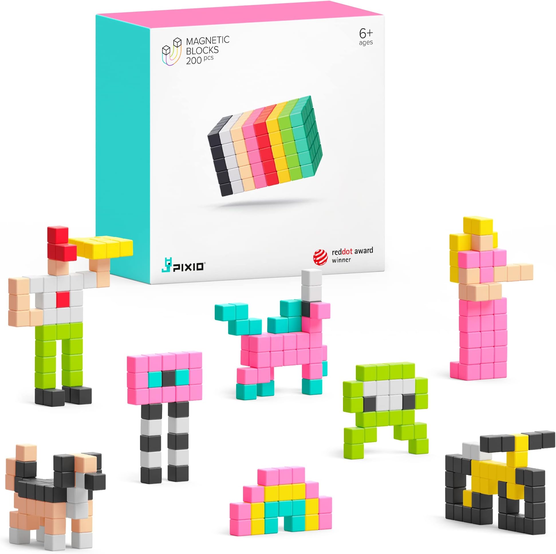 - PIXIO Mini Magnetic Blocks Building Toy in The Pixel Art Style with Free App – 5/16" Magnetic Cubes Construction Set – Open Ended Creativity Toy for Kids – 200PCS Ages 6+